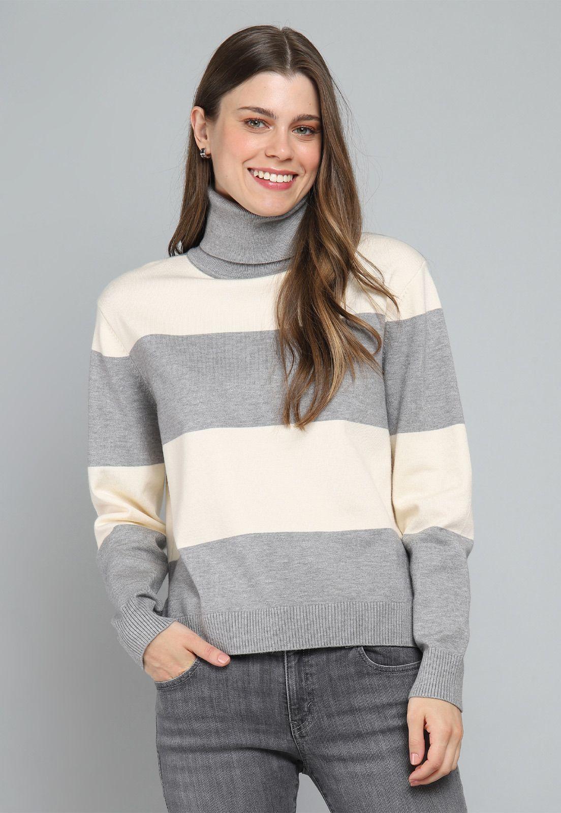 Sweater Rayado Cuello Subido Mujer Esprit M000020-0
