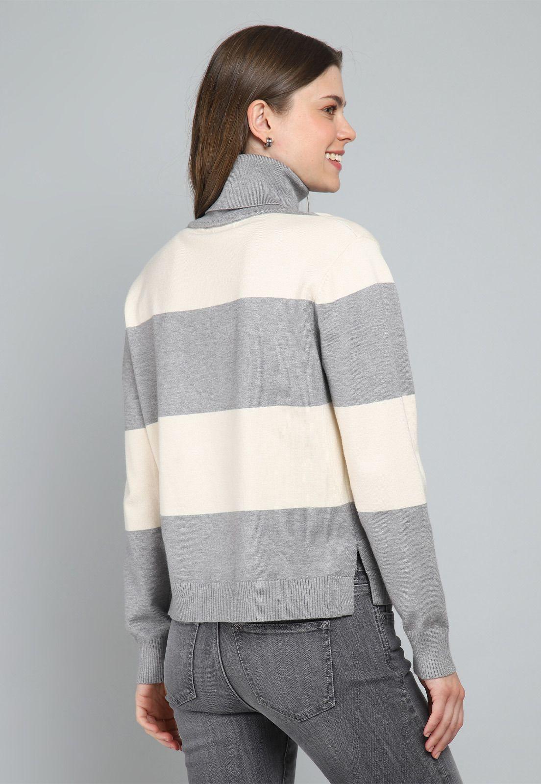 Sweater Rayado Cuello Subido Mujer Esprit M000020-1