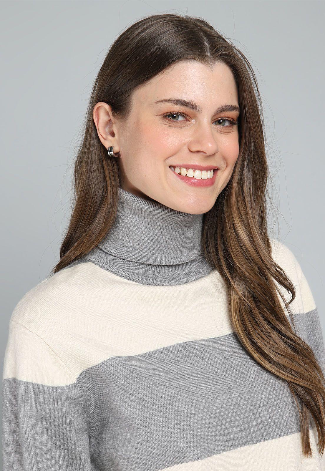 Sweater Rayado Cuello Subido Mujer Esprit M000020-2