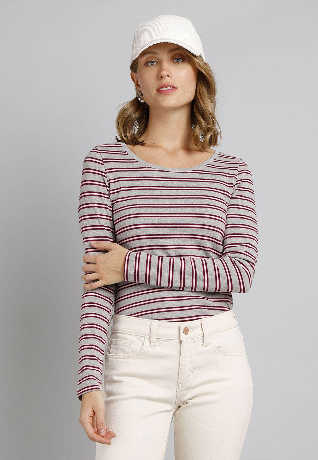 Polera Manga Larga A Rayas Mujer Esprit 995EE1K301-0