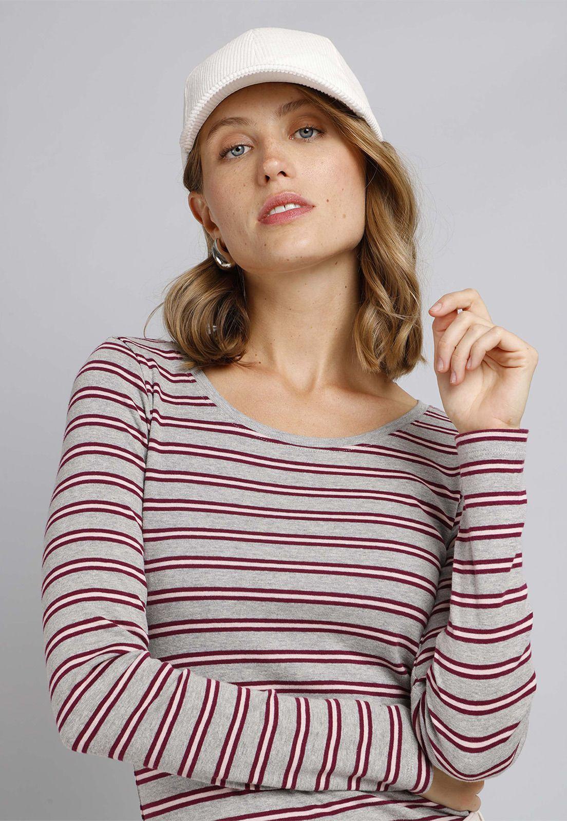 Polera Manga Larga A Rayas Mujer Esprit 995EE1K301-2