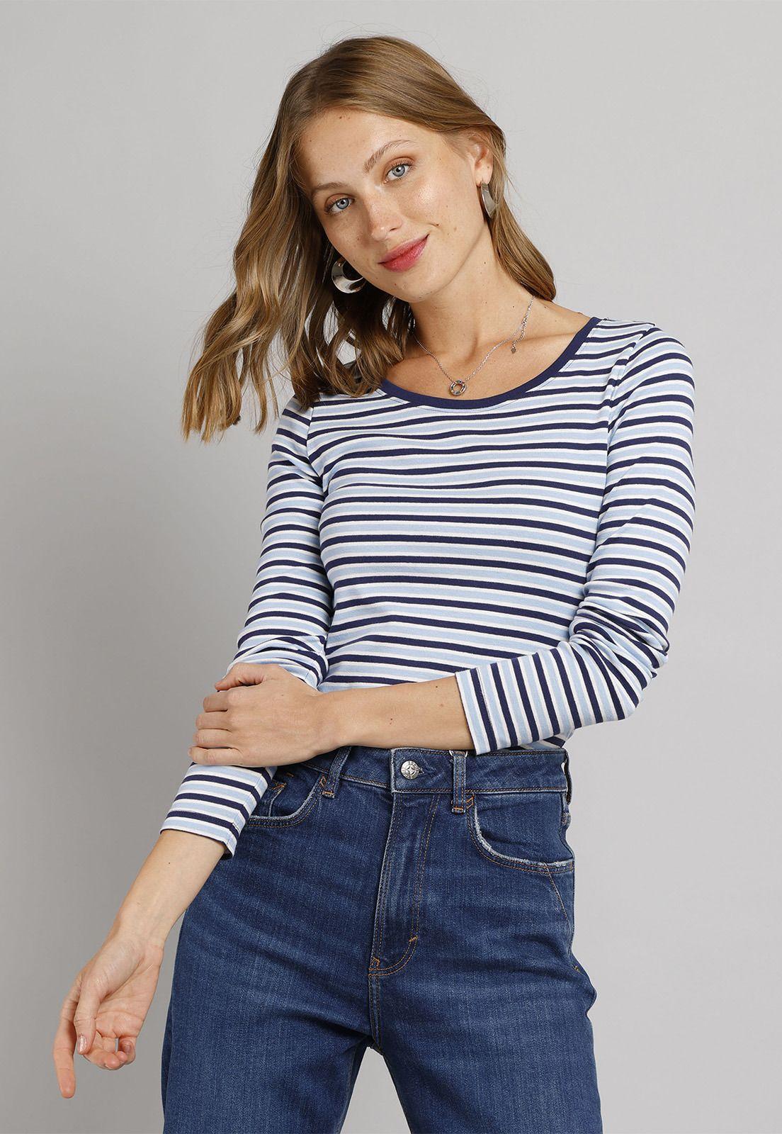 Polera Manga Larga A Rayas Mujer Esprit 995EE1K301-0