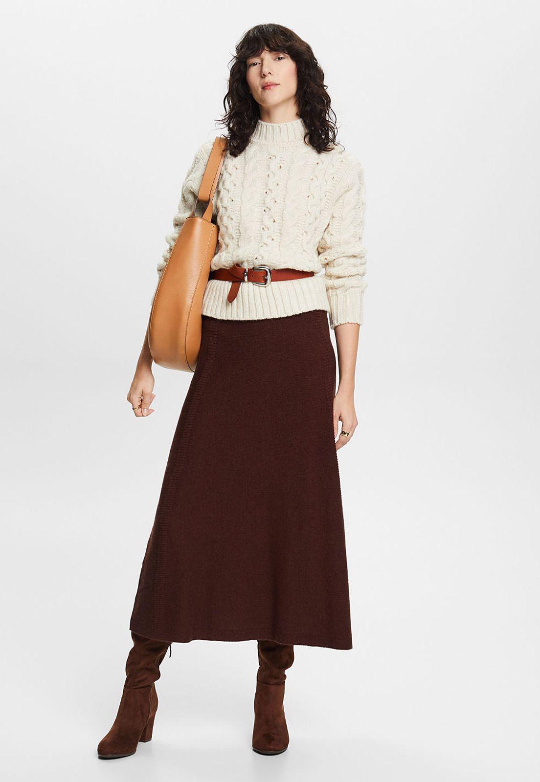 Sweater de punto grueso con diseño trenzado Mujer Esprit-3