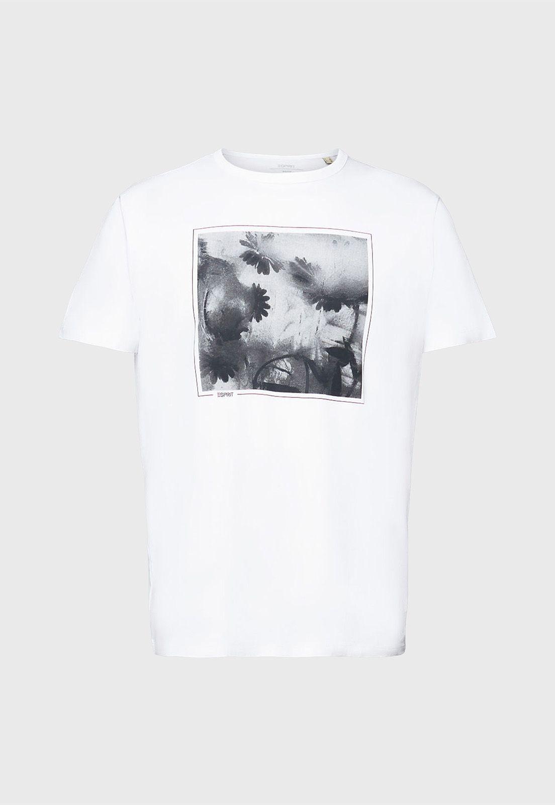 Polera De Algodón Sostenible con Estampado Hombre Esprit Azul marino-3