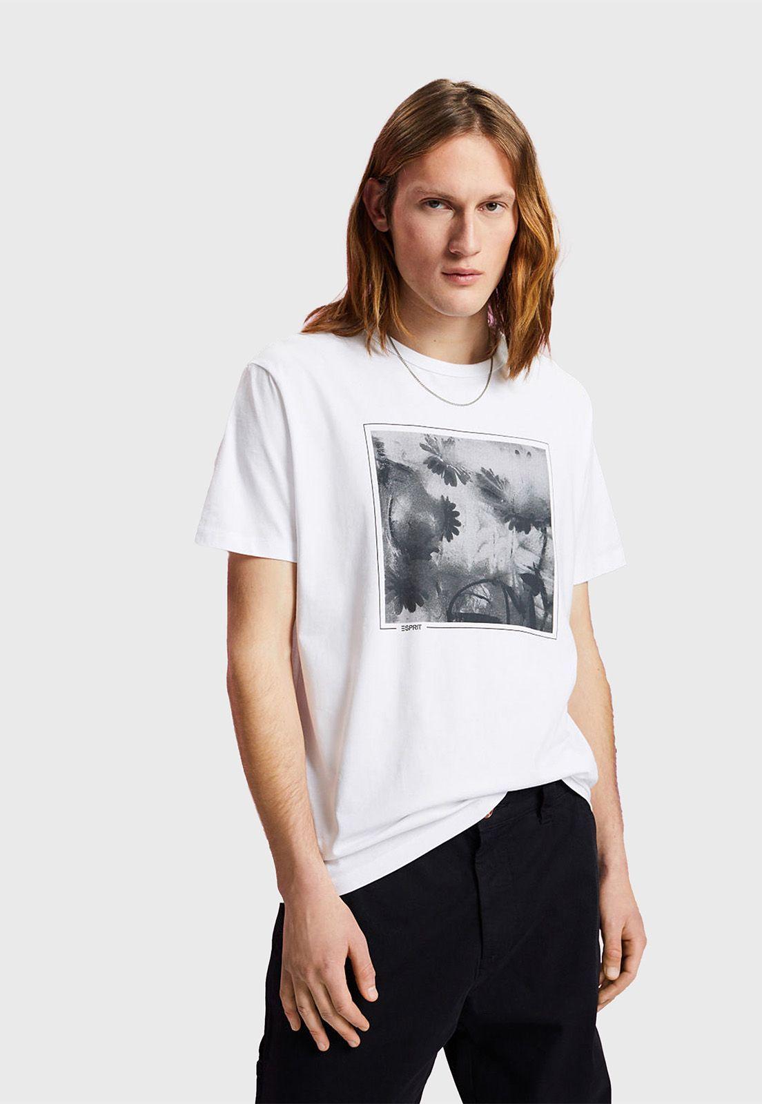 Polera De Algodón Sostenible con Estampado Hombre Esprit Azul marino-0
