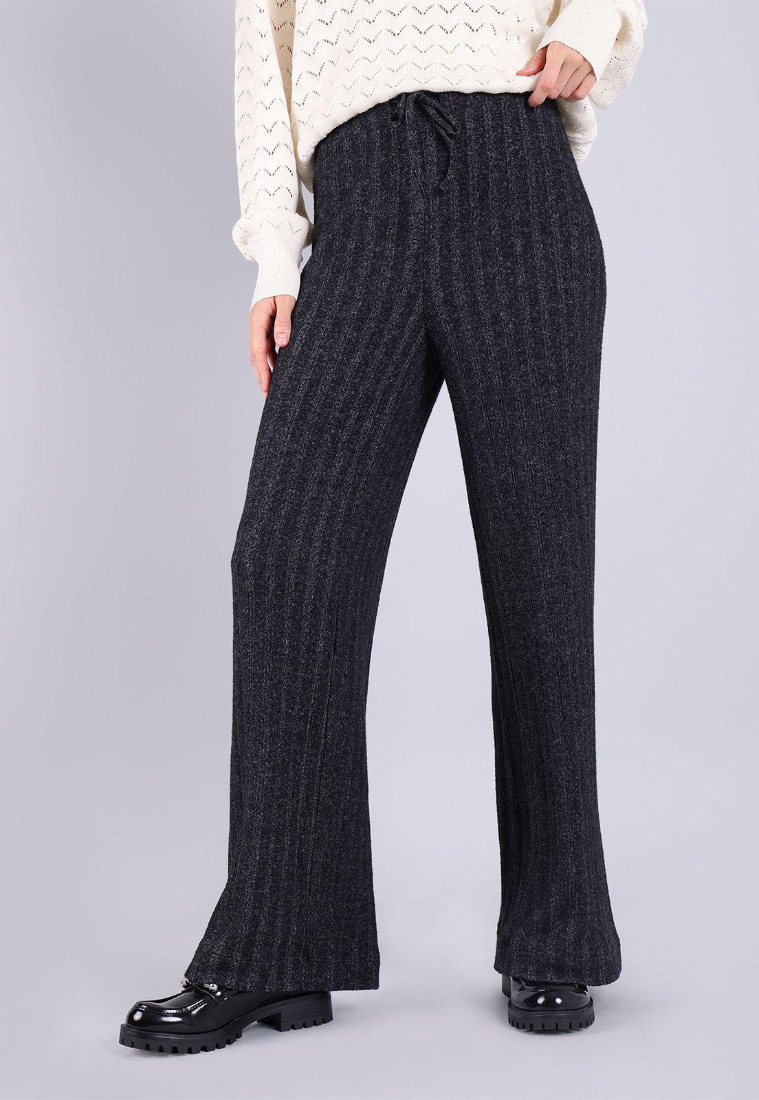 Pantalón De Punto Acanalado Mujer Esprit-0