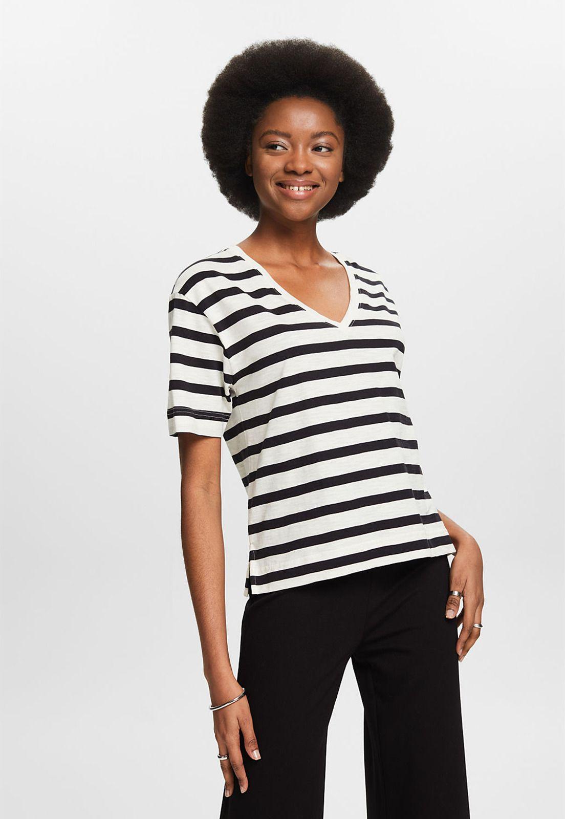 Polera Rayada Cuello V Mujer Esprit 034EE1K328-0