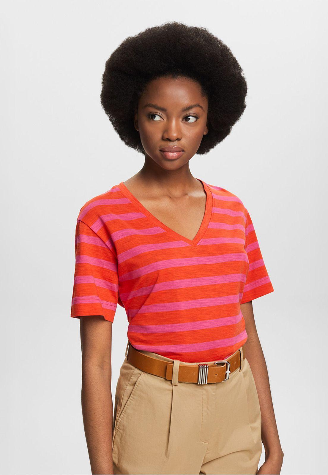 Polera Rayada Cuello V Mujer Esprit 034EE1K328-0