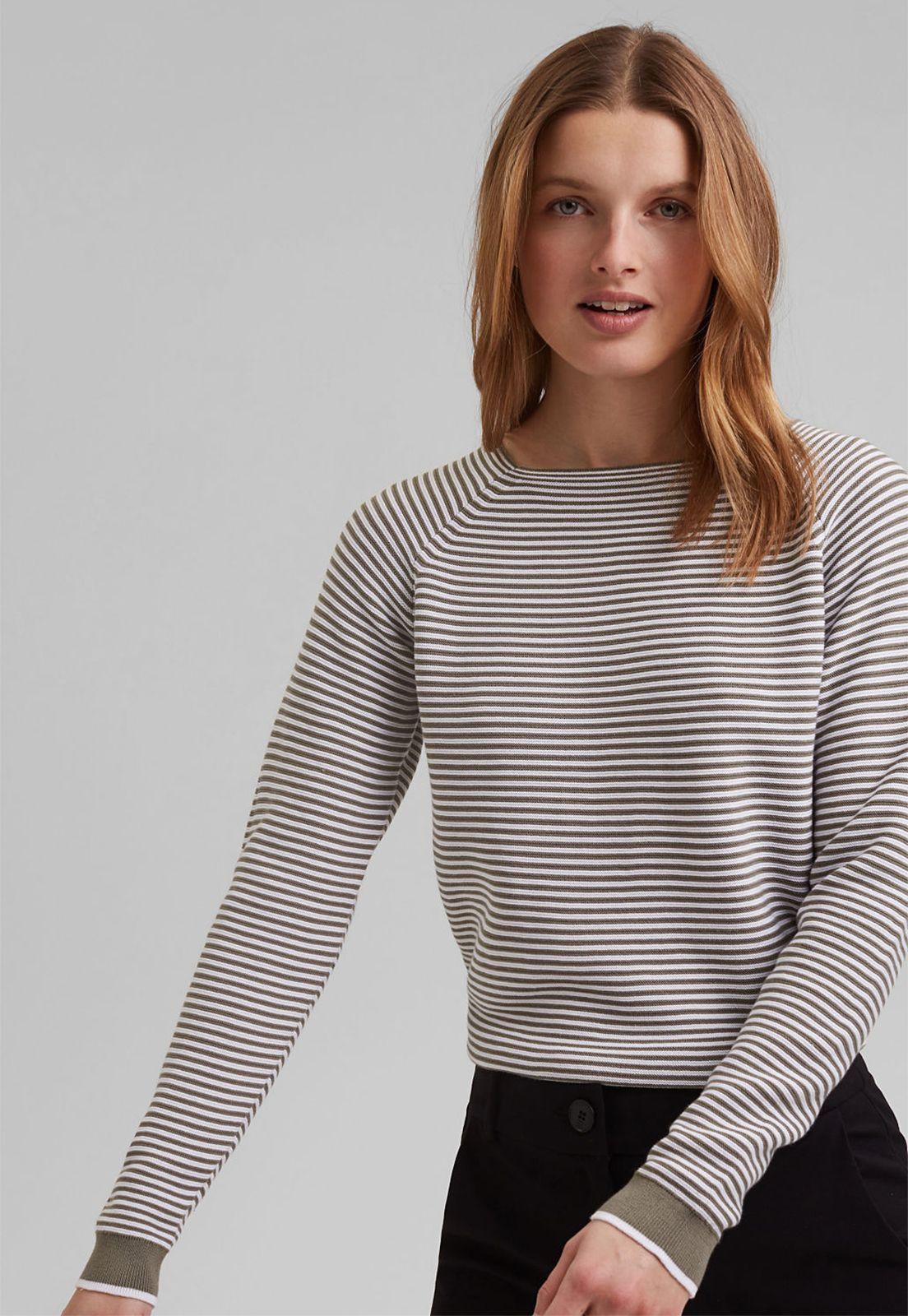 Sweater A Rayas Con Mangas Raglán Mujer Esprit Azul marino-0