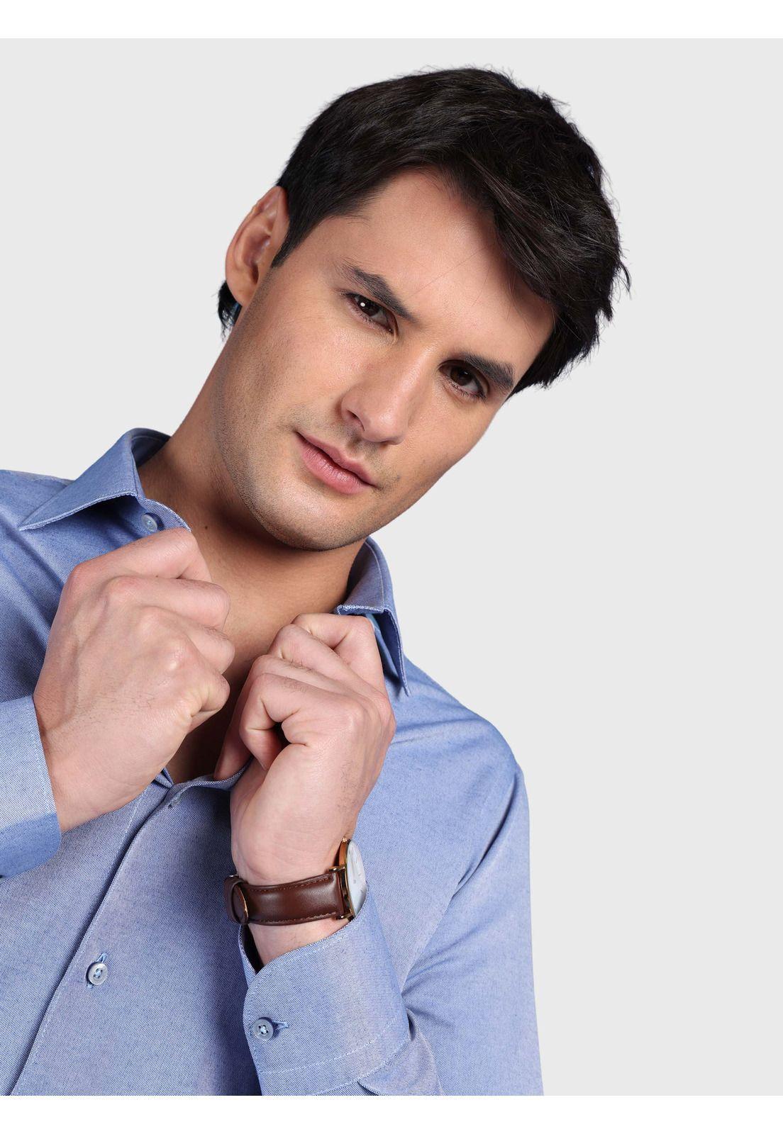 Camisa Melange Slim Fit Azul Arrow CMI3334AZ-2