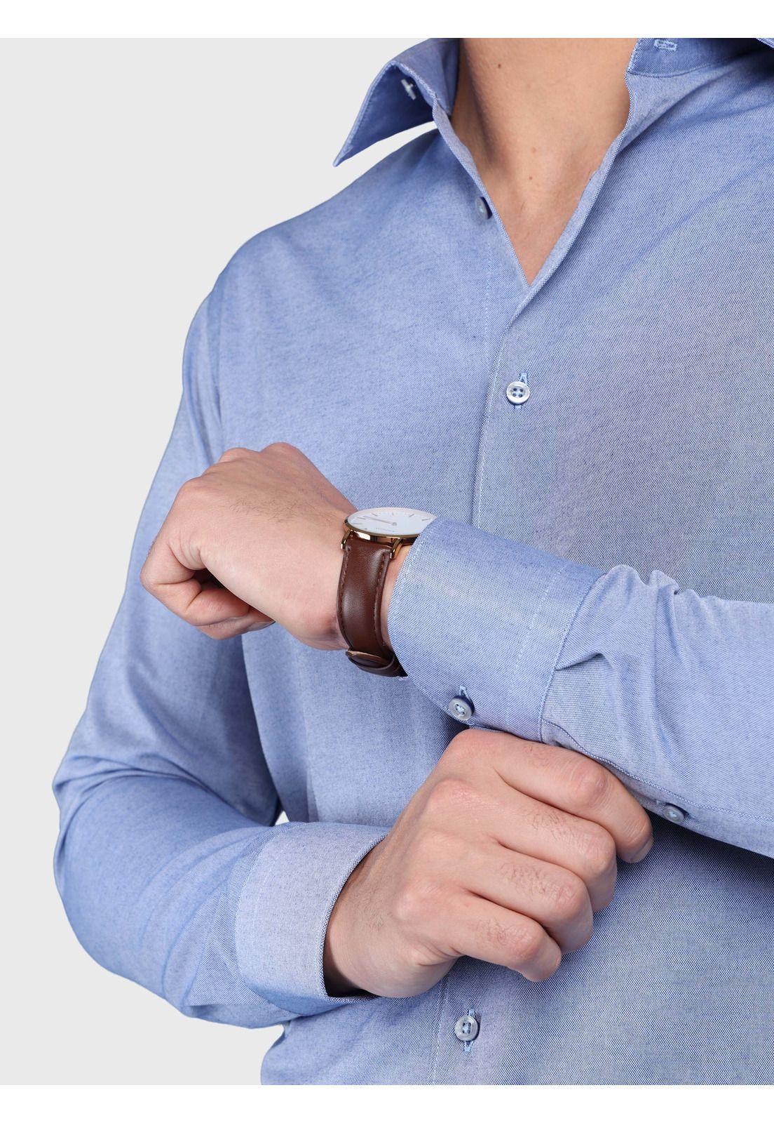 Camisa Melange Slim Fit Azul Arrow CMI3334AZ-5