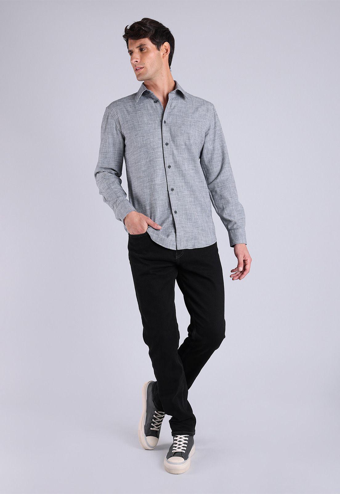 Camisa Manga Larga Tejido Jaspeado Hombre Esprit 073CC2F301-3