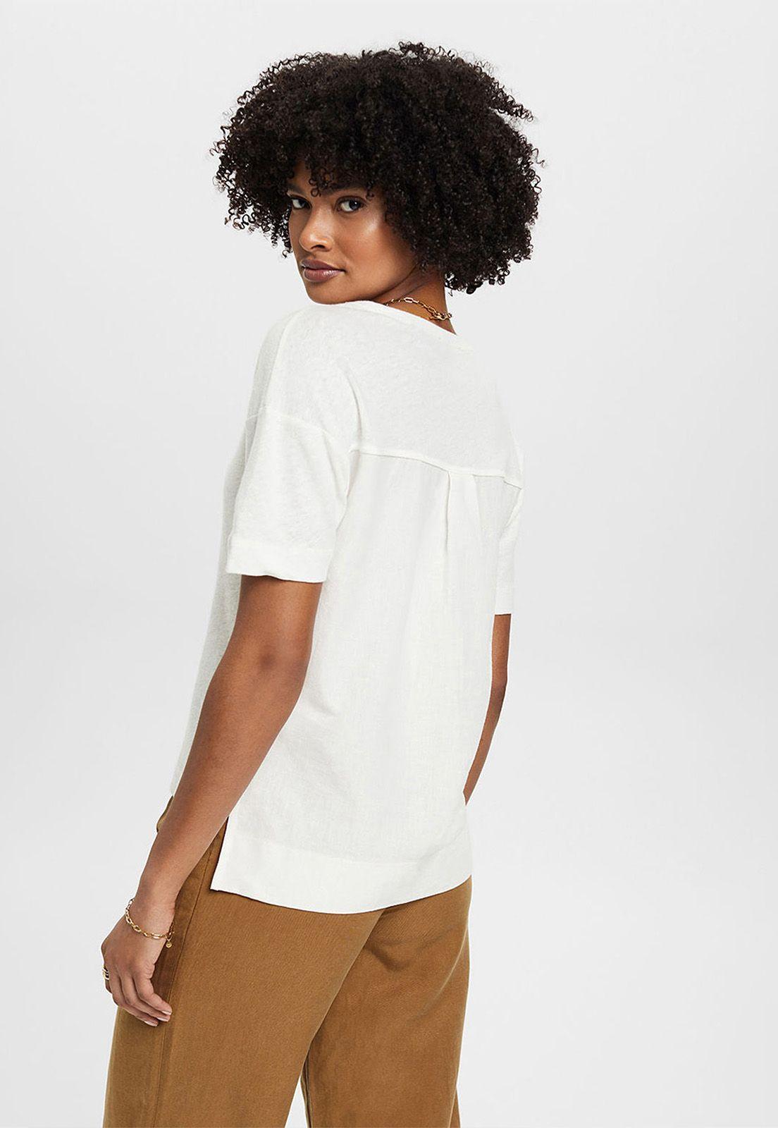 Polera En Mezcla De Lino Clásica Mujer Esprit-1