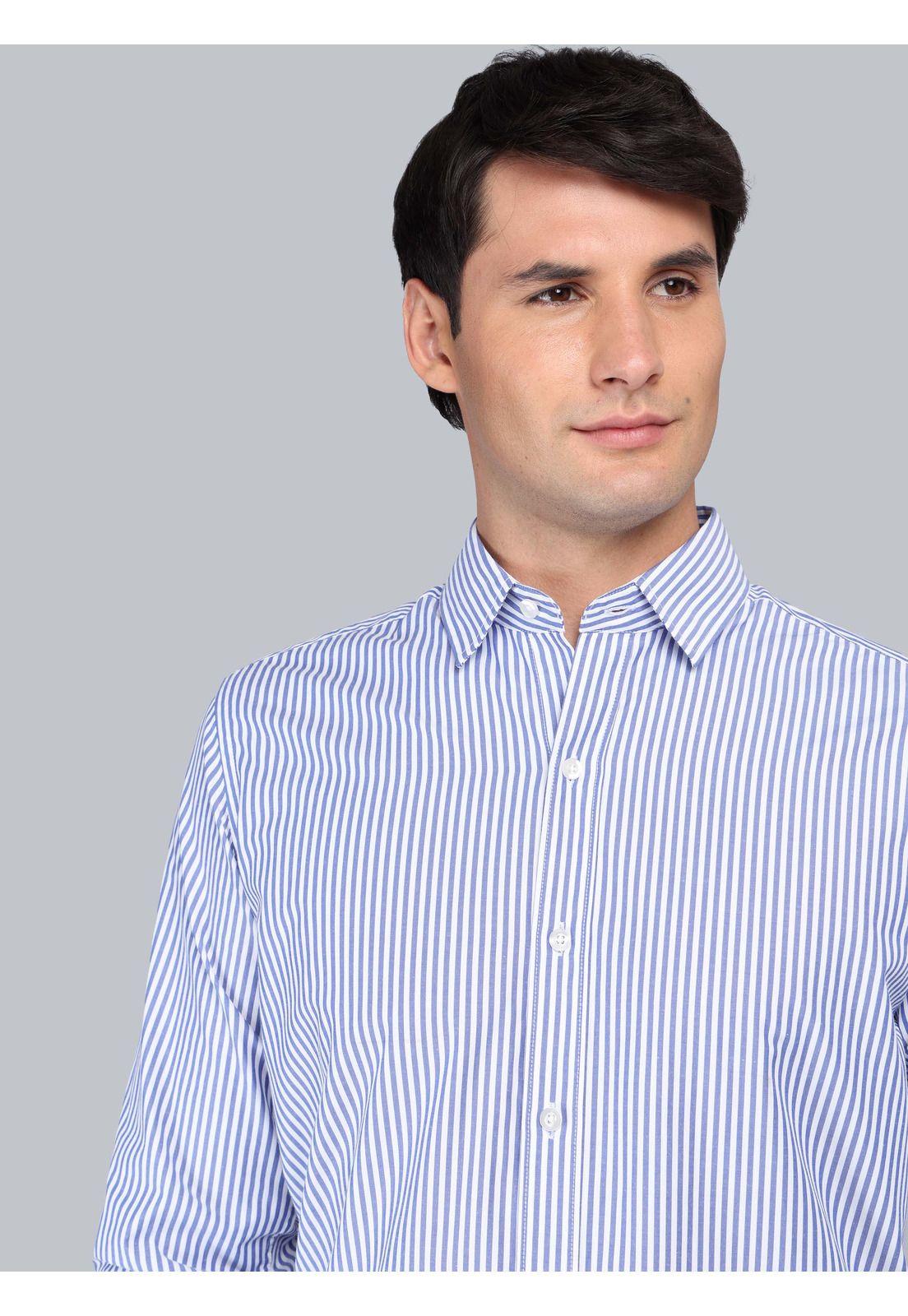 Camisa A Rayas Regular Fit Azul Arrow CM33060AZ-2