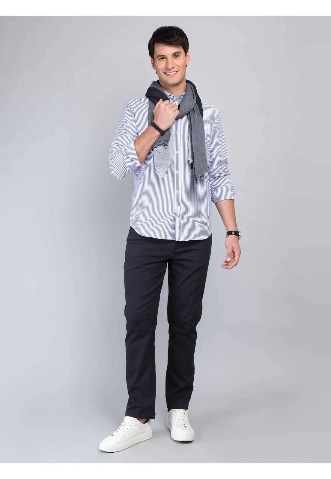 Camisa A Rayas Regular Fit Azul Arrow CM33060AZ-3