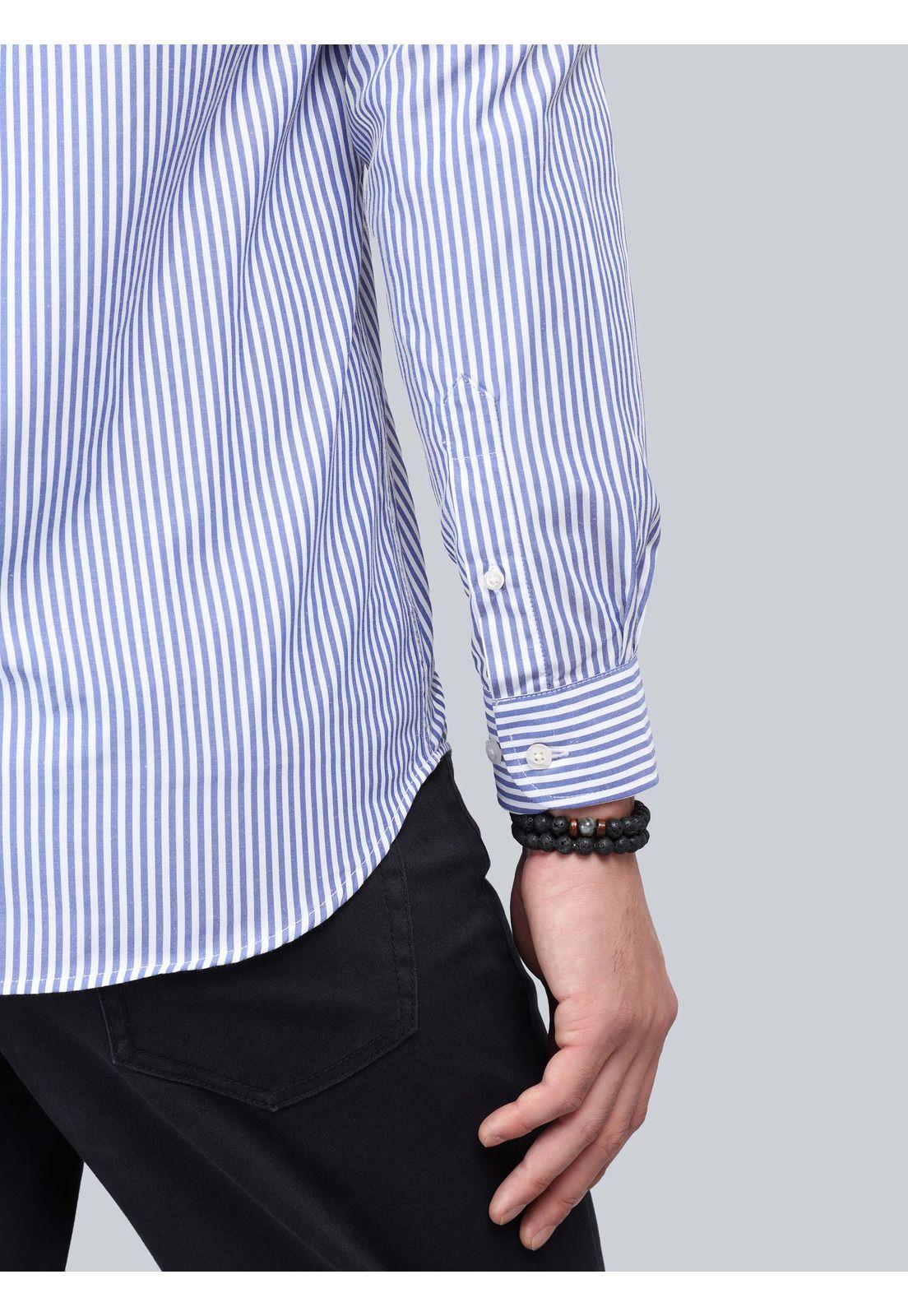 Camisa A Rayas Regular Fit Azul Arrow CM33060AZ-5