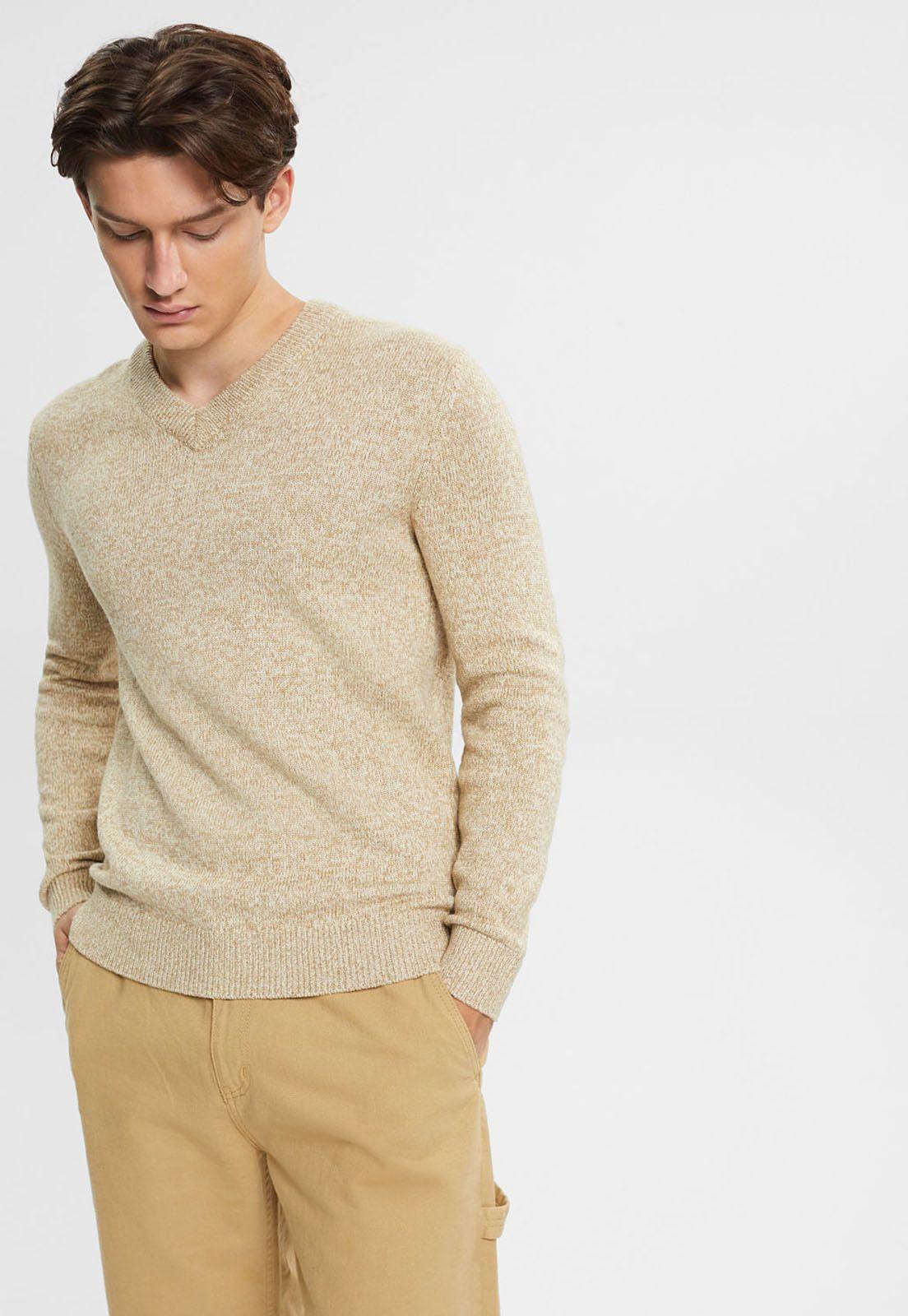 Sweater De Punto Bicolor Hombre Esprit Naranja-0