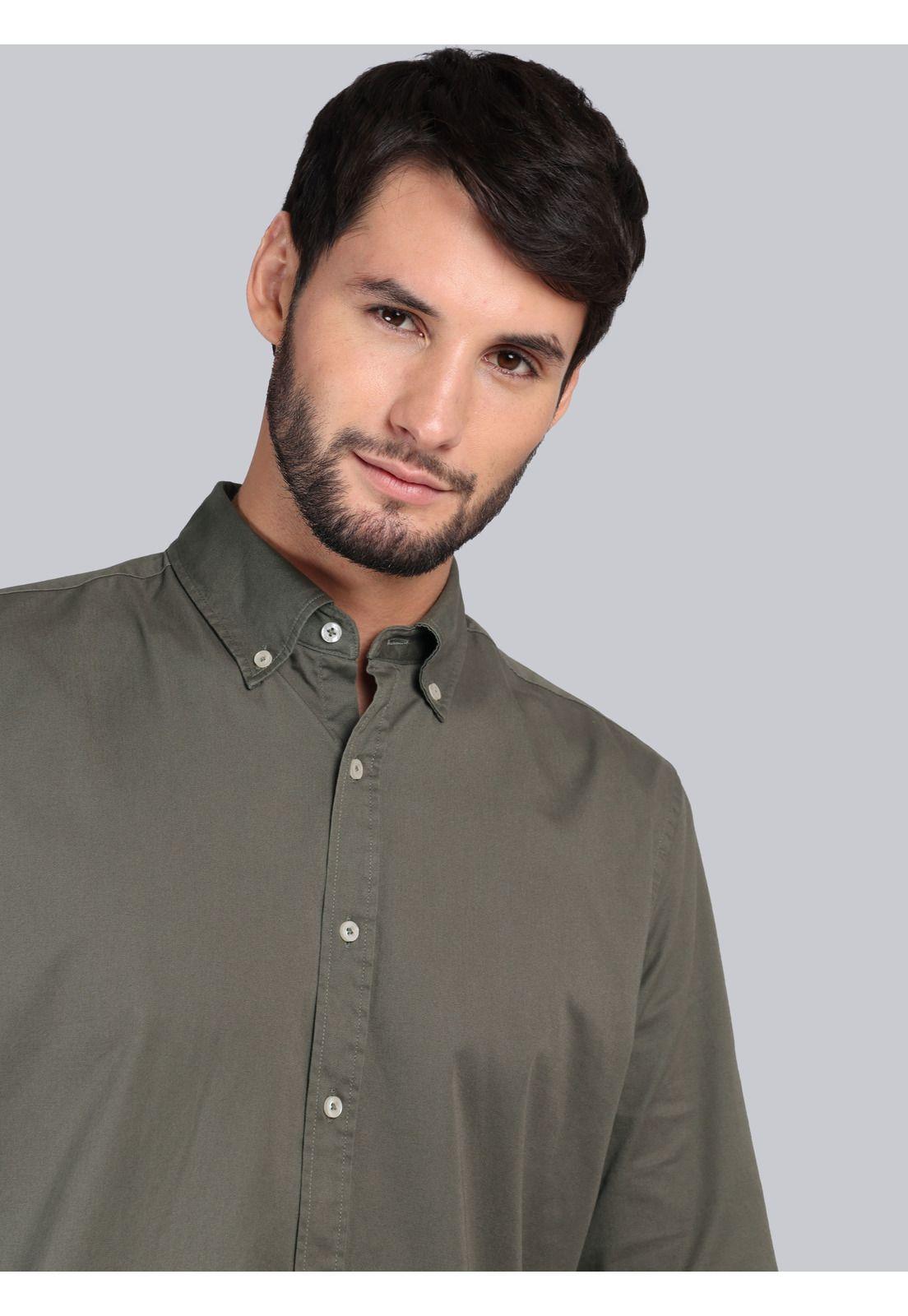 Camisa Lisa Regular Fit Oliva Arrow CM33040OL-2