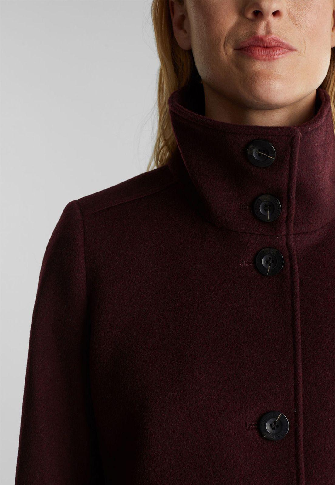 Abrigo Mujer Cuello Alto Con Lana Esprit-3