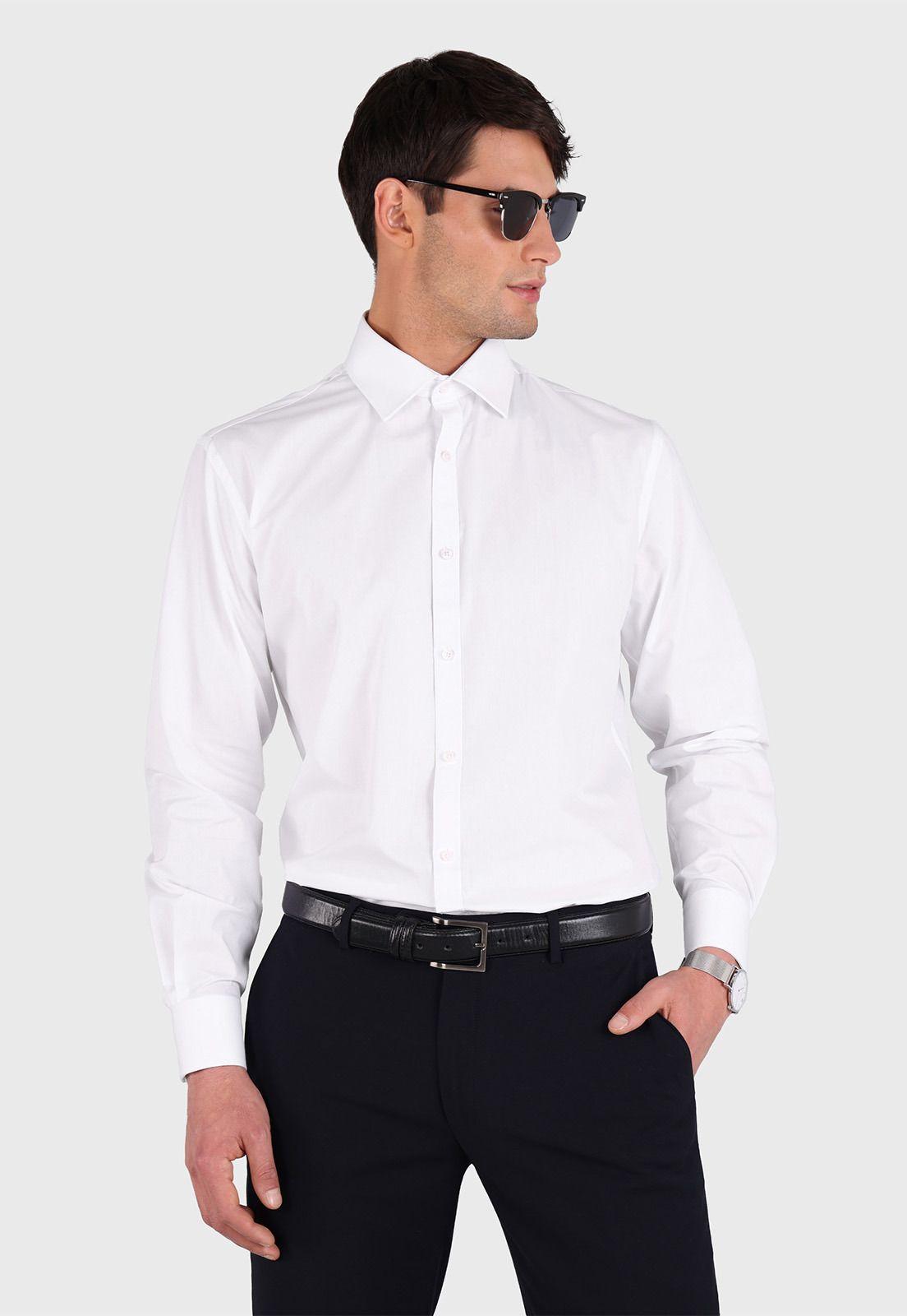 Camisa Hombre Arrow Formal Blanca Tailored Fit-0