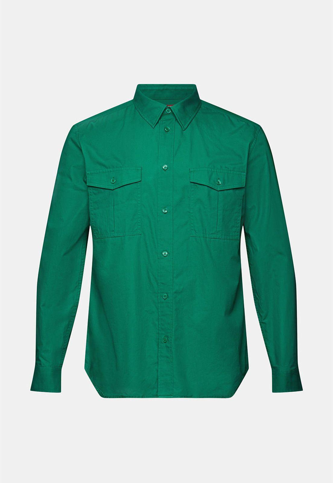 Camisa Manga Larga Con Dos Bolsillos Hombre Esprit Azul cielo-4