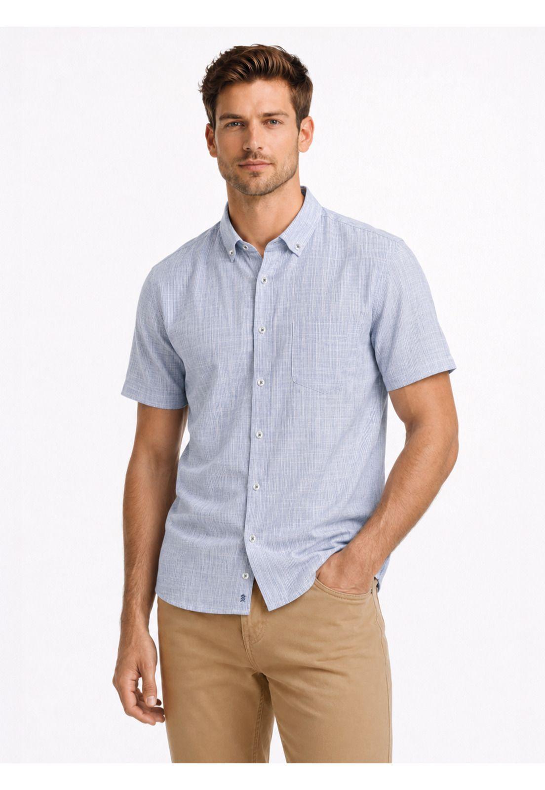 Camisa Texturada Regular Fit Azul Arrow CM34017AZ-0