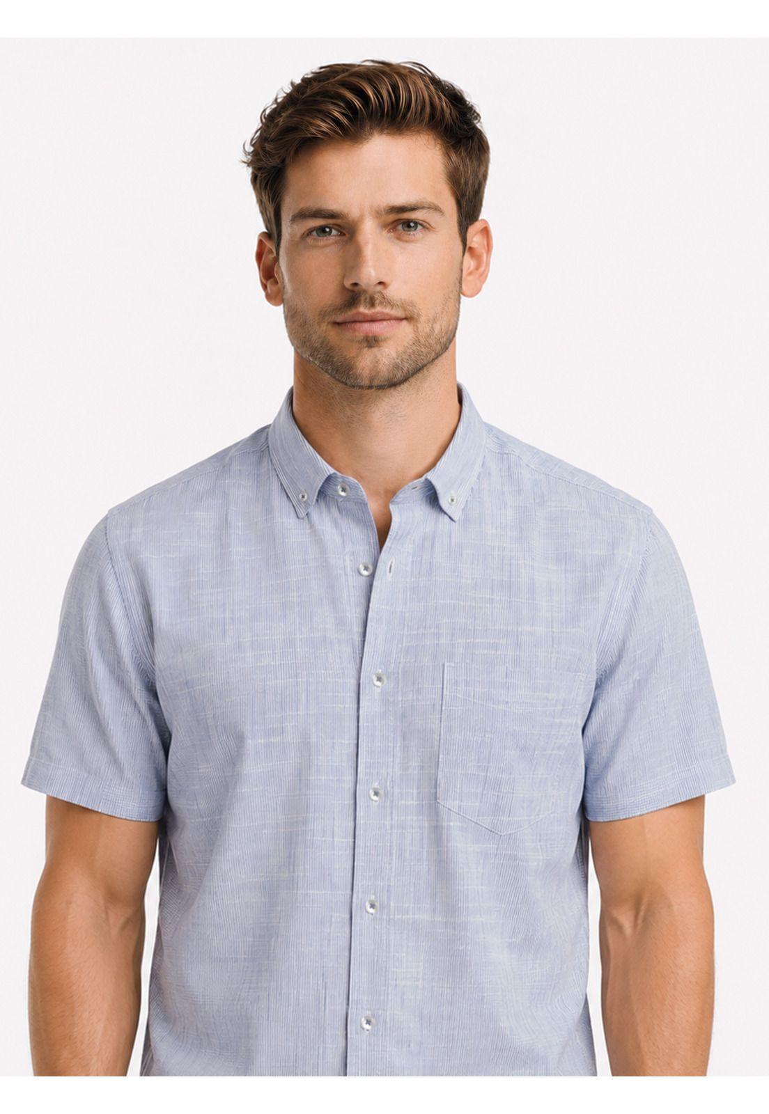 Camisa Texturada Regular Fit Azul Arrow CM34017AZ-2