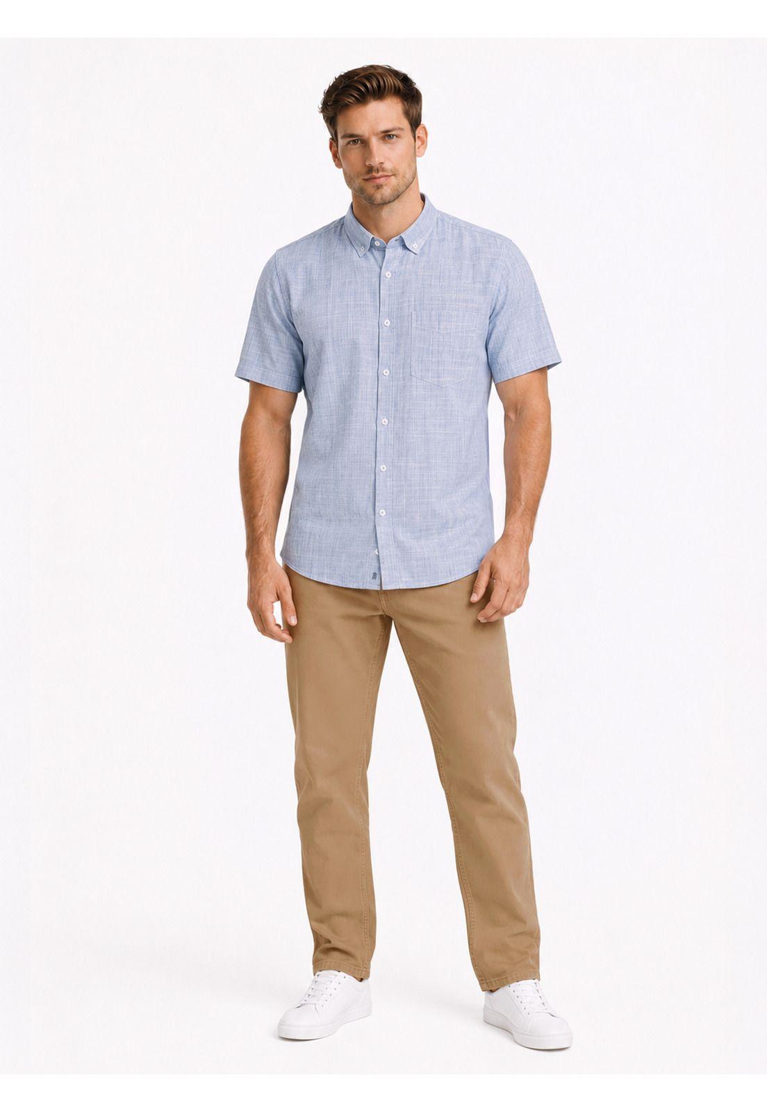 Camisa Texturada Regular Fit Azul Arrow CM34017AZ-3