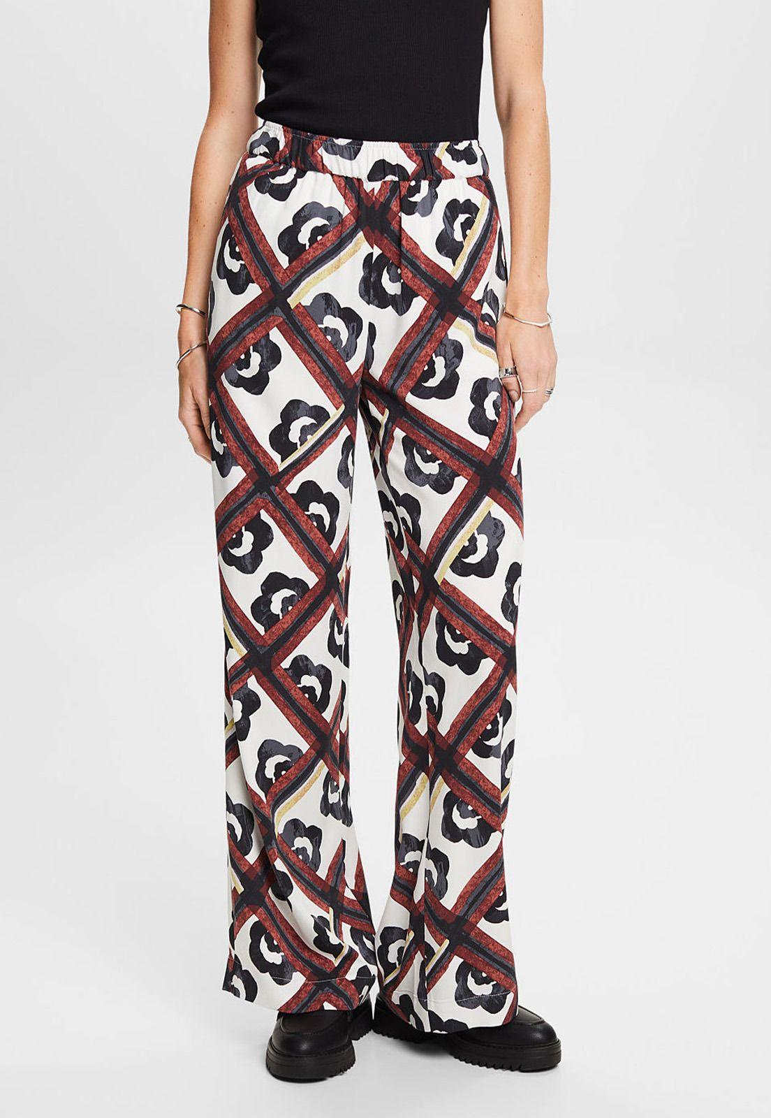 Pantalón Pierna Ancha Estampado Floral Mujer Esprit-0
