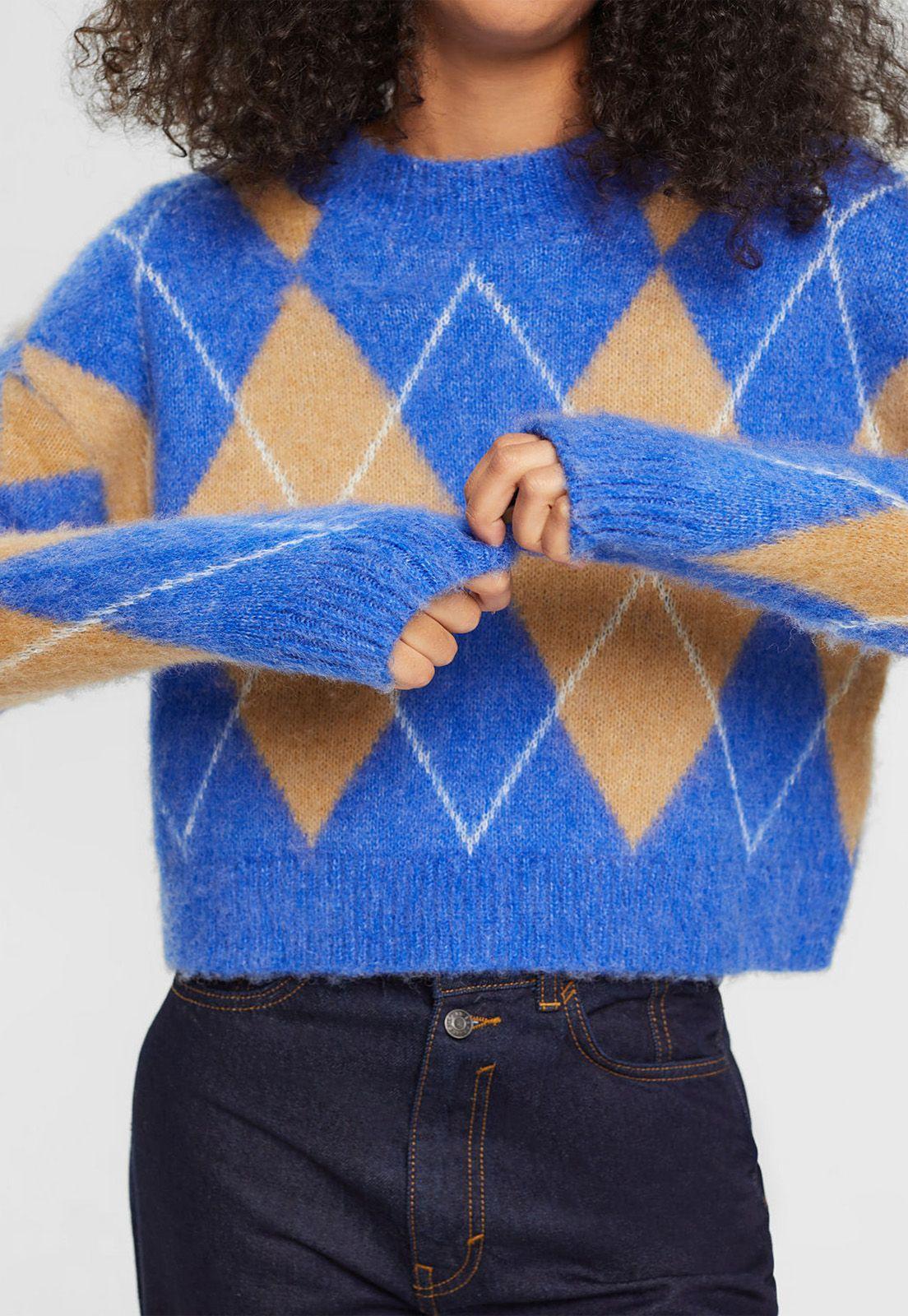 Sweater Con Diseño De Rombos Argyle Mujer Esprit-2