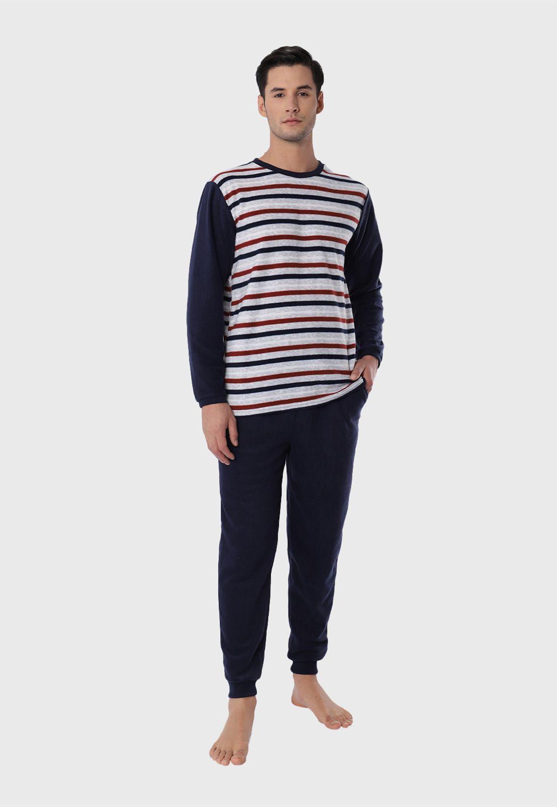Pijama Polar Largo A Rayas Arrow-0