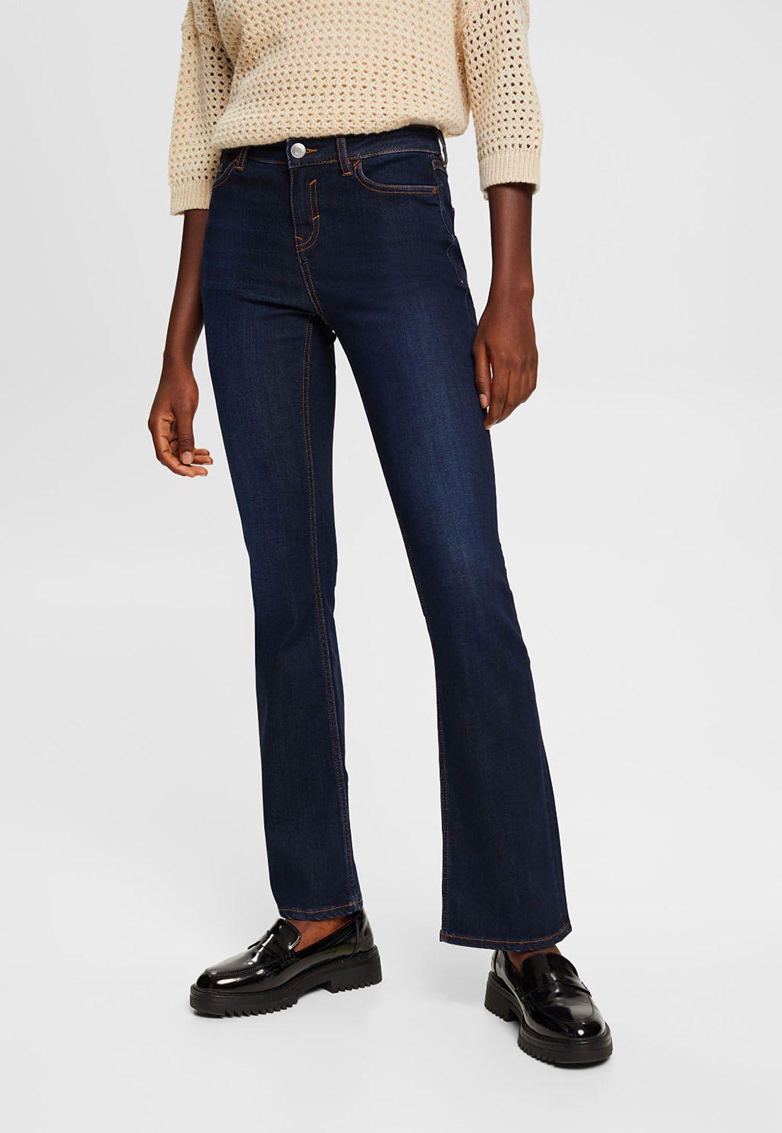 Jeans Pitillo Acampanados De Tiro Alto Mujer Esprit-0