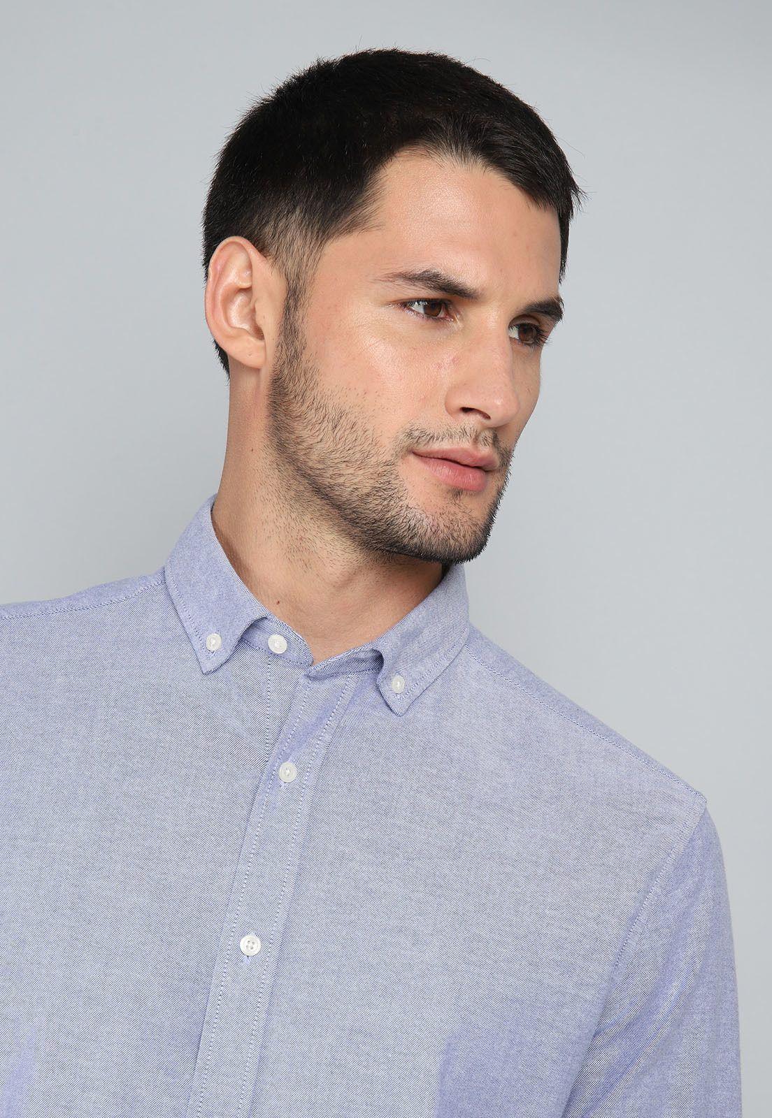 Camisa Hombre Arrow Oxford Spandex Elasticada Azul-3