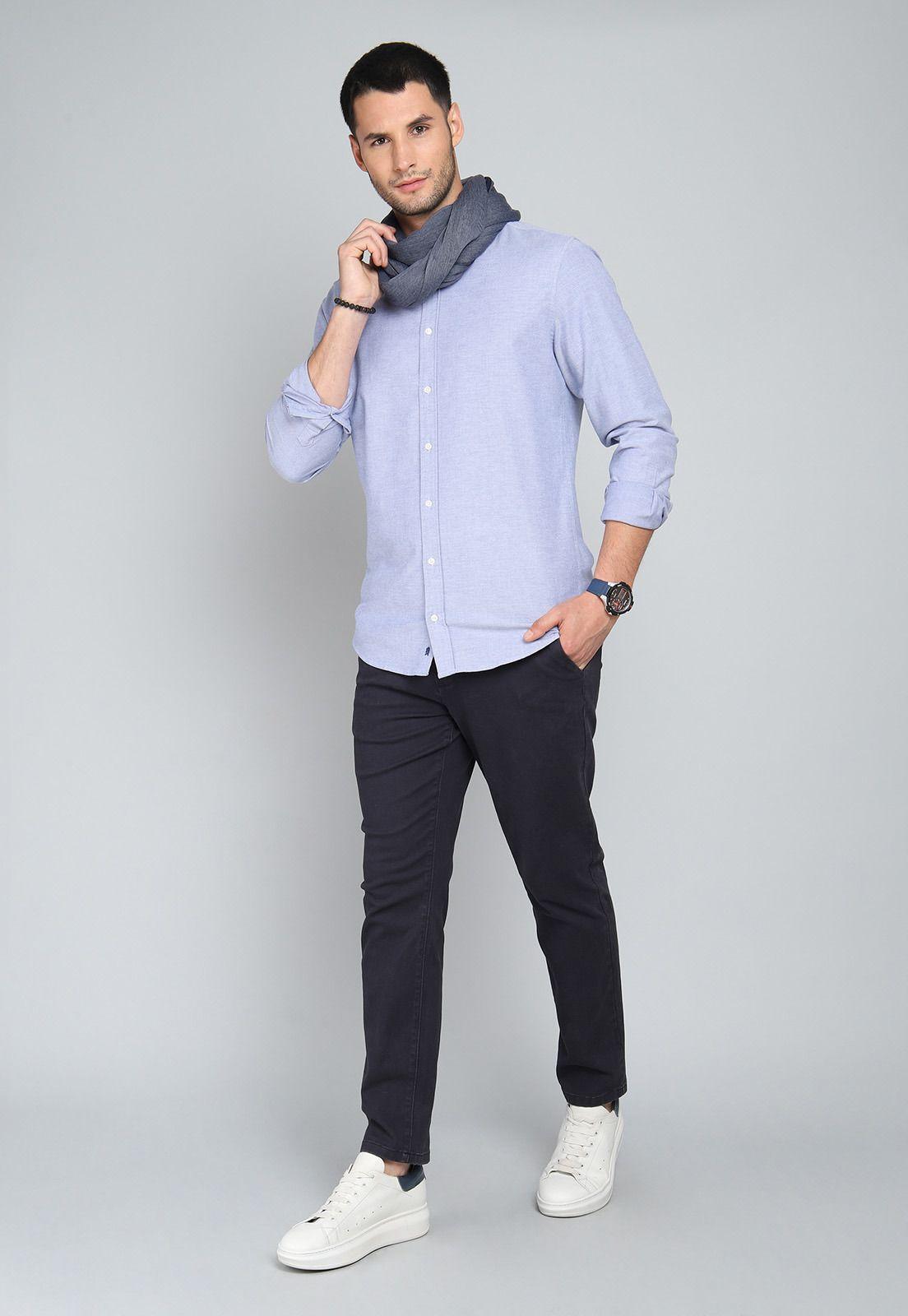 Camisa Hombre Arrow Oxford Spandex Elasticada Azul-4