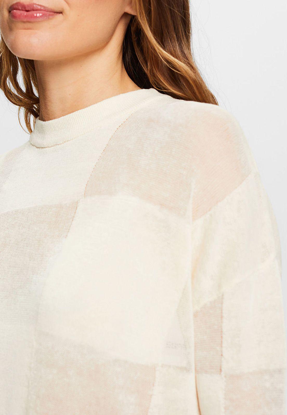 Sweater A Cuadros En Mezcla De Lino Mujer Esprit 044EE1I333-2