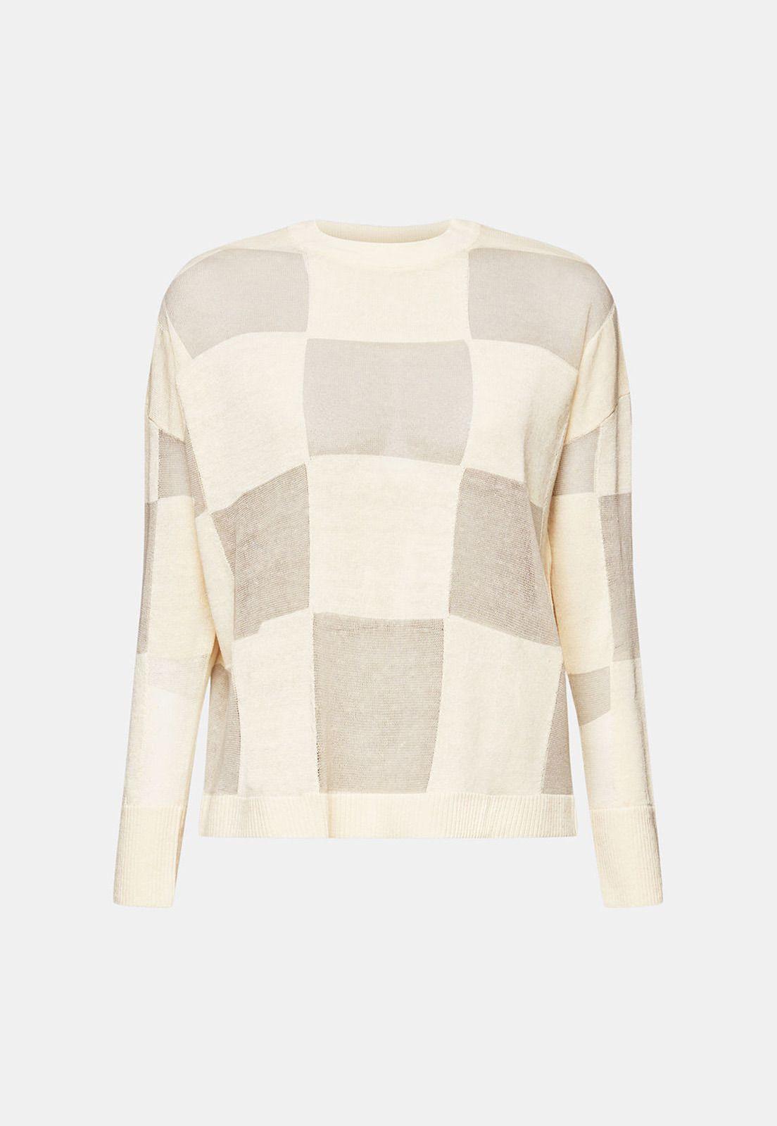 Sweater A Cuadros En Mezcla De Lino Mujer Esprit 044EE1I333-4