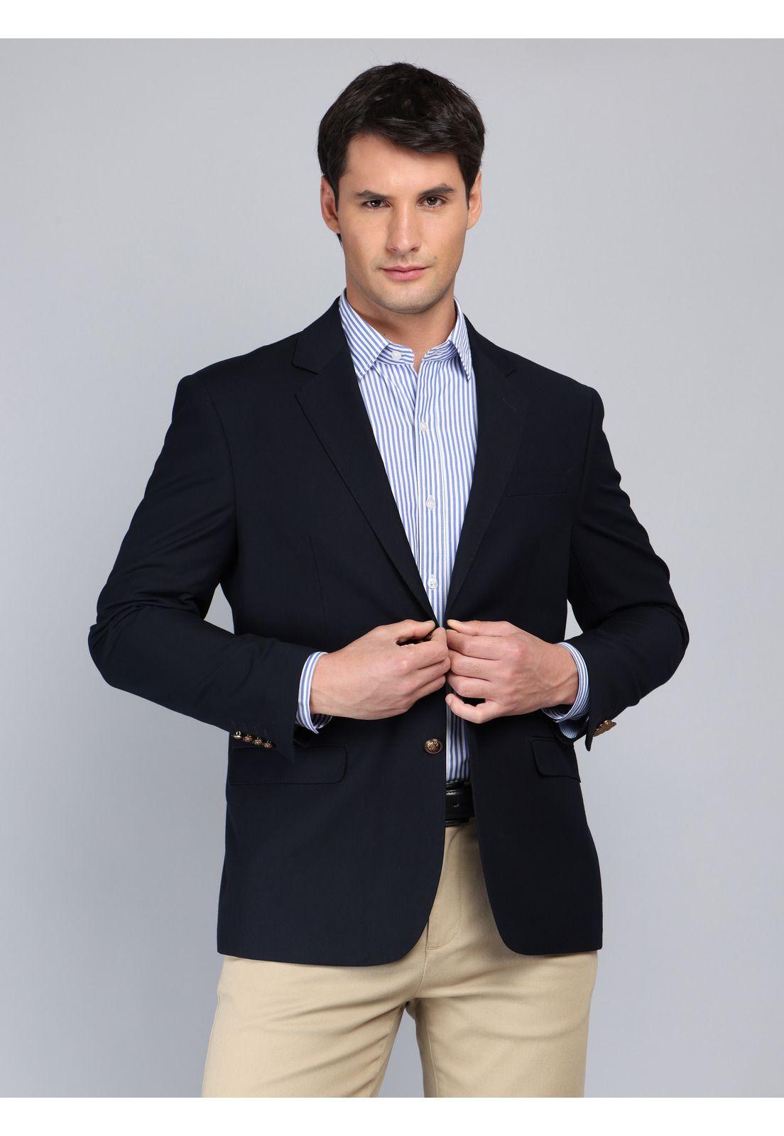 Blazer Liso Poli Lana Tailored Fit Azul Marino Arrow 5033990NB-0