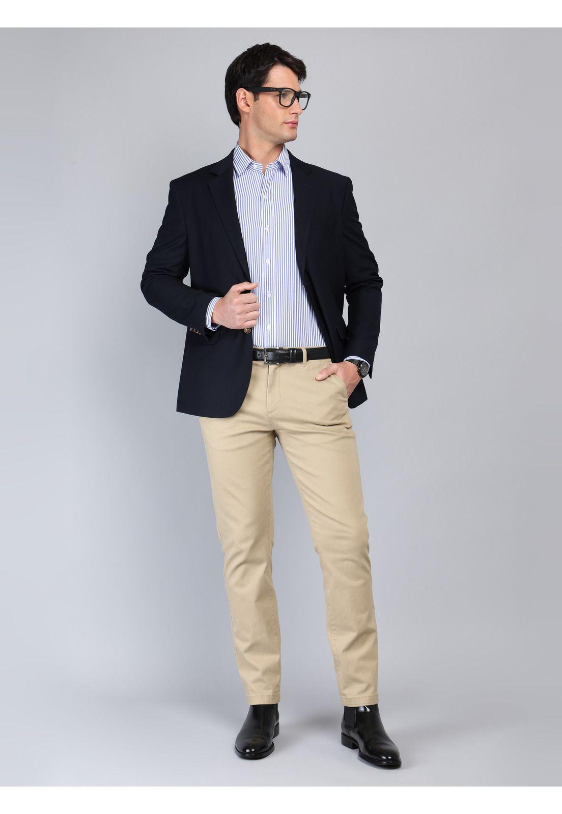 Blazer Liso Poli Lana Tailored Fit Azul Marino Arrow 5033990NB-3