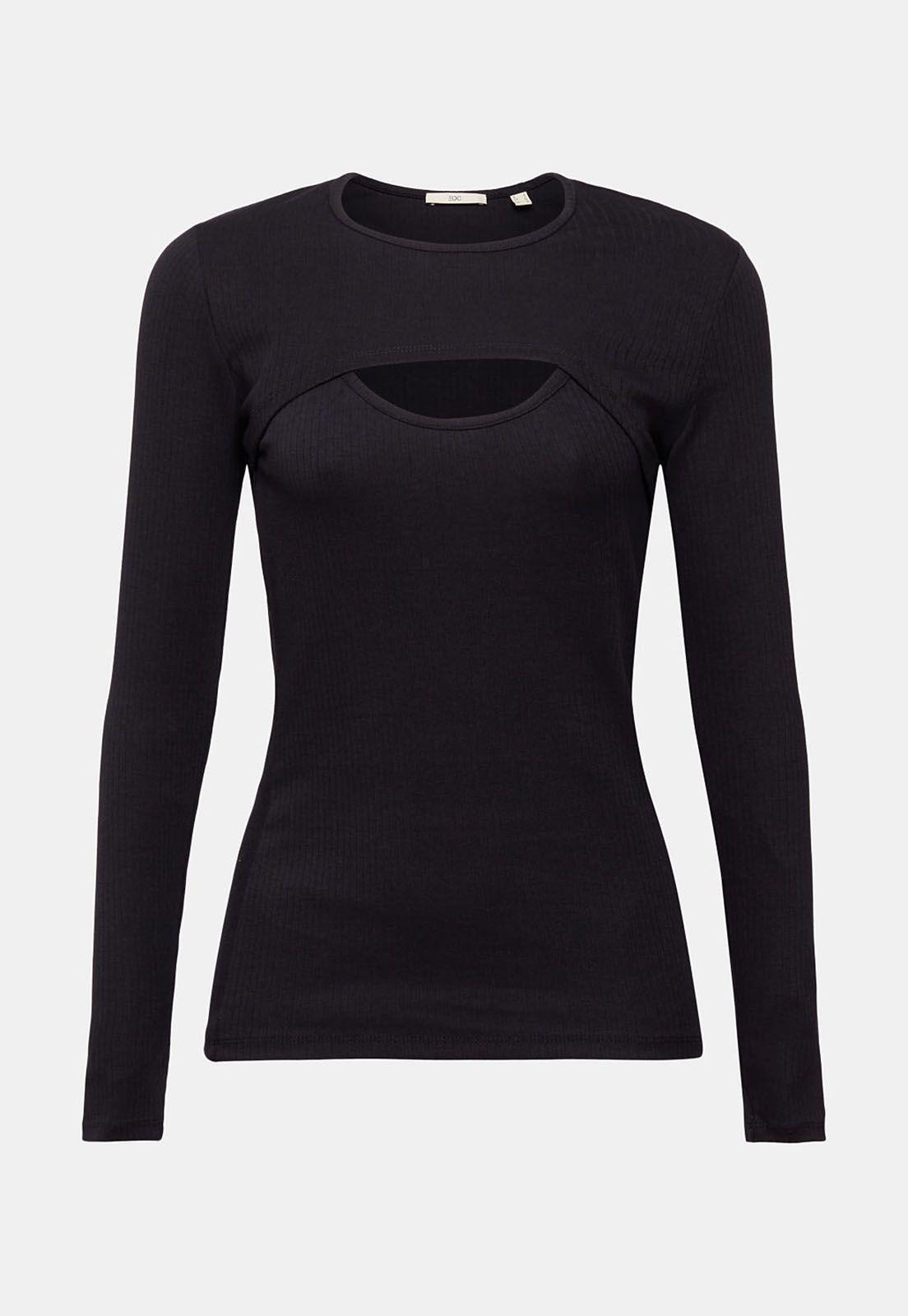 Polera deportiva manga larga escote redondo Mujer Esprit Azul petróleo-3