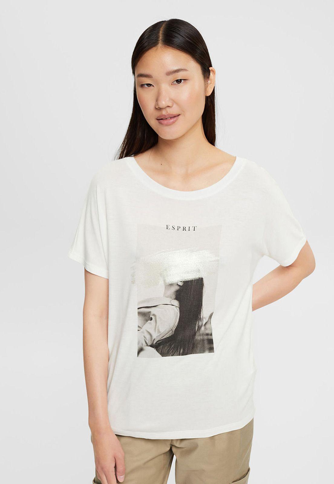 Polera Estampada Con Efectos Brillantes Mujer Esprit-0