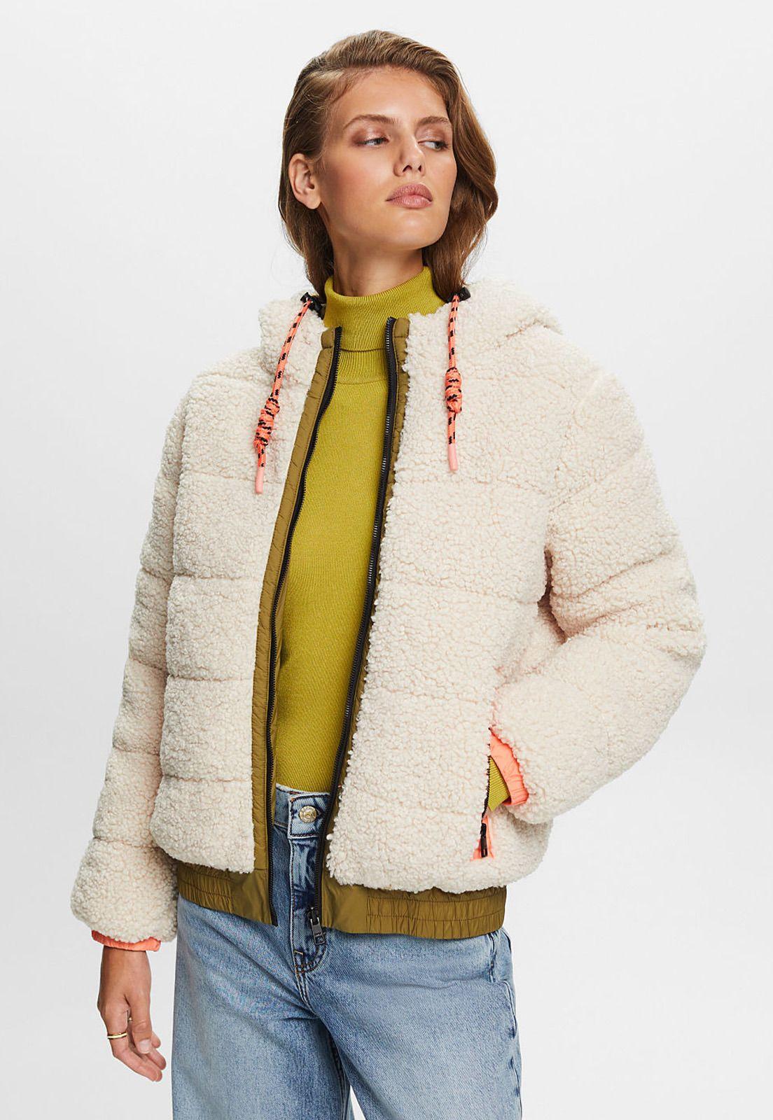 Chaqueta reversible con capucha de algodón Mujer Esprit-0