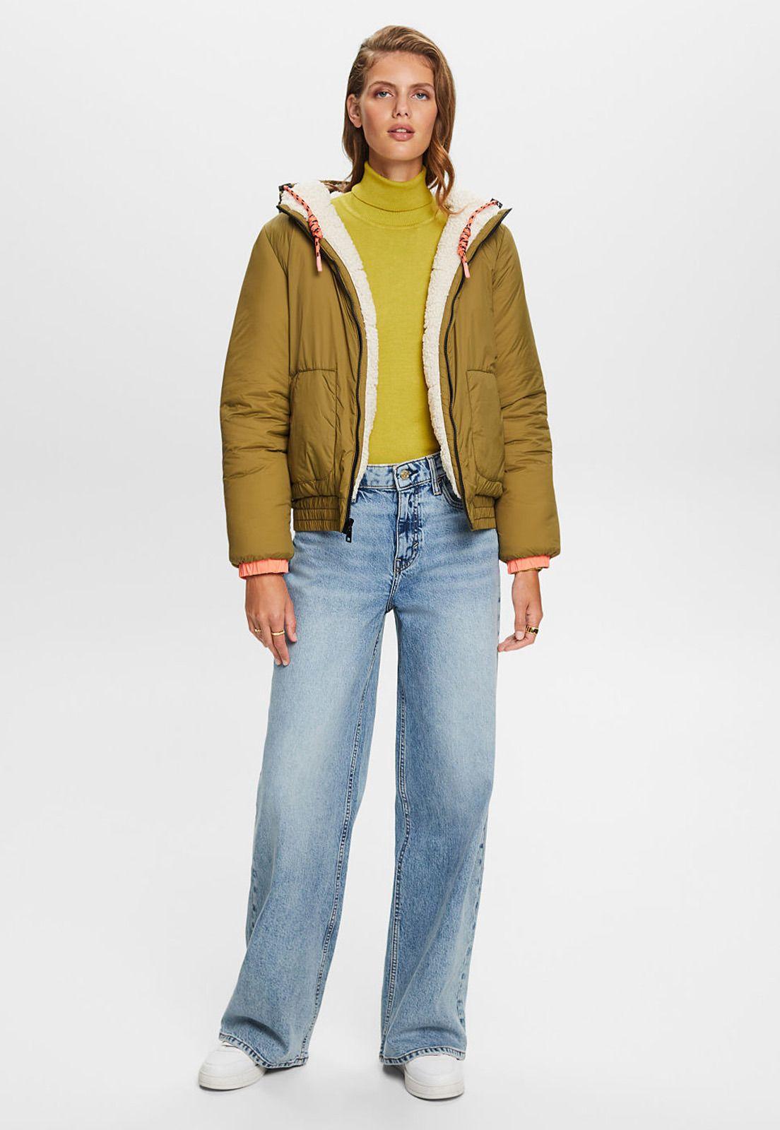 Chaqueta reversible con capucha de algodón Mujer Esprit-3