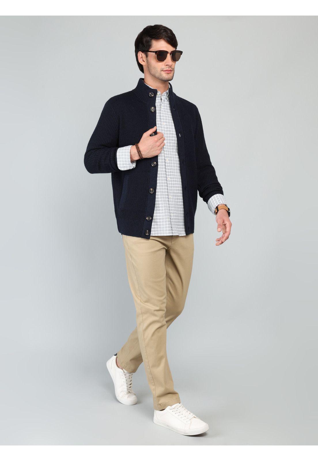 Cárdigan Cuello Alto Regular Fit Azul Arrow SW33010AZ-3