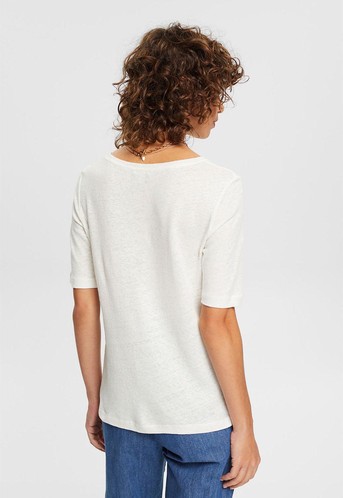 Polera Lisa De Lino Mixto Esprit Khaki-1
