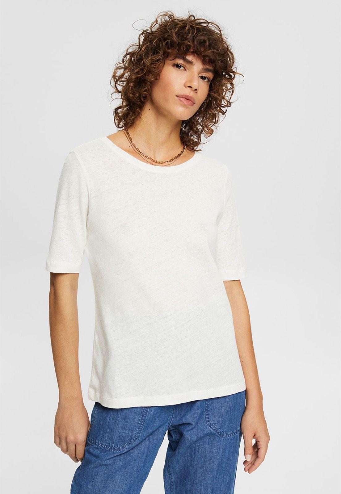 Polera Lisa De Lino Mixto Esprit Khaki-0