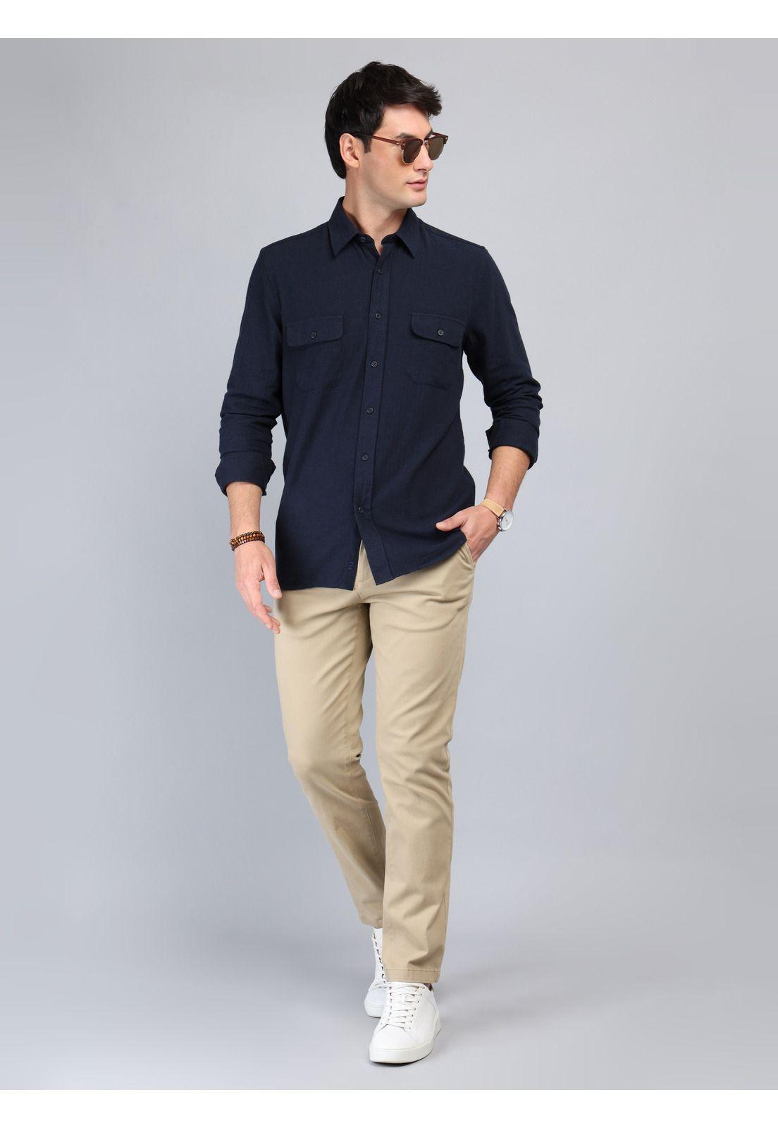 Camisa Texturada Regular Fit Azul Marino Arrow CM33043NB-3