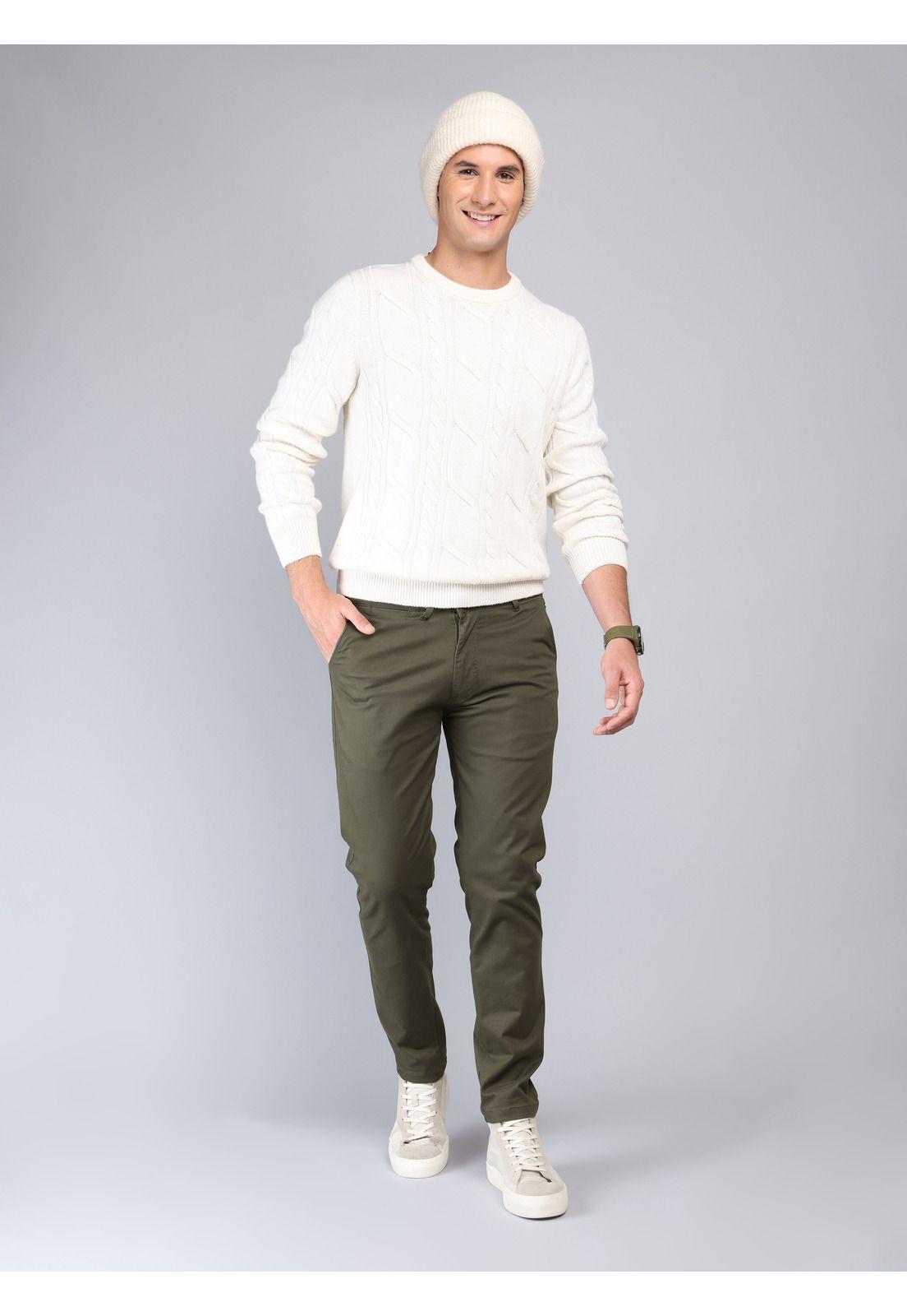 Pantalón Chino Spandex Regular Fit Verde Soviet SCIB100VE-3