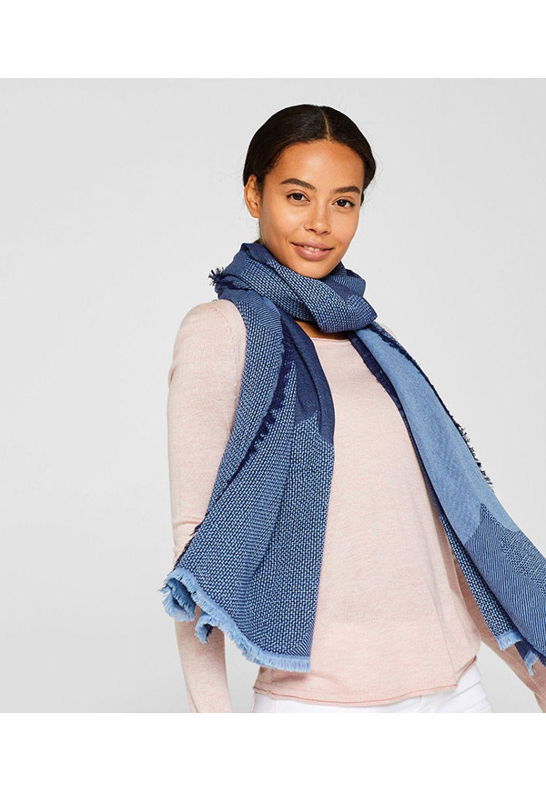 Pañuelo XL con textura y flores grandes-0