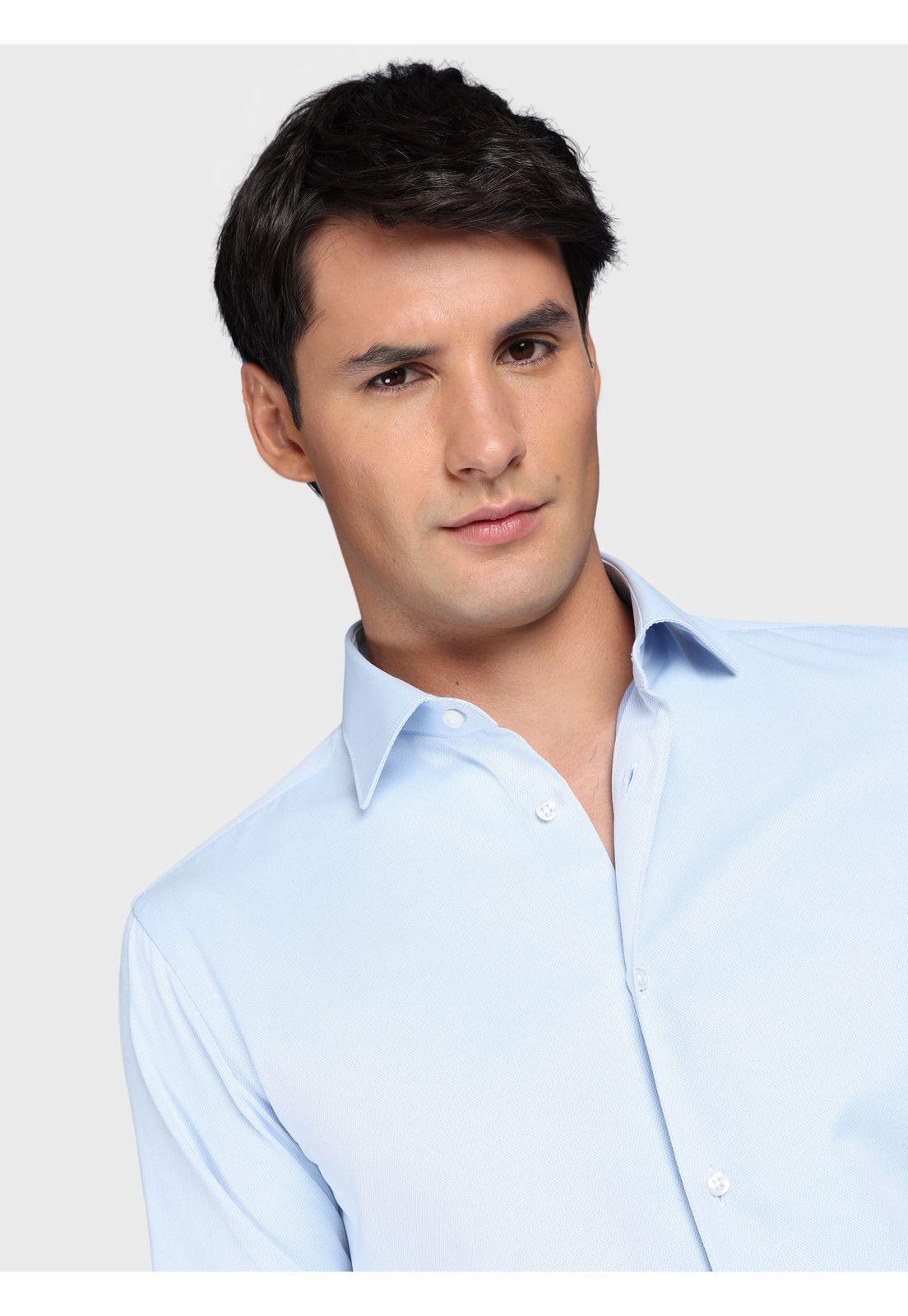 Camisa Texturada Slim Fit Celeste Arrow CMI3330CE-2