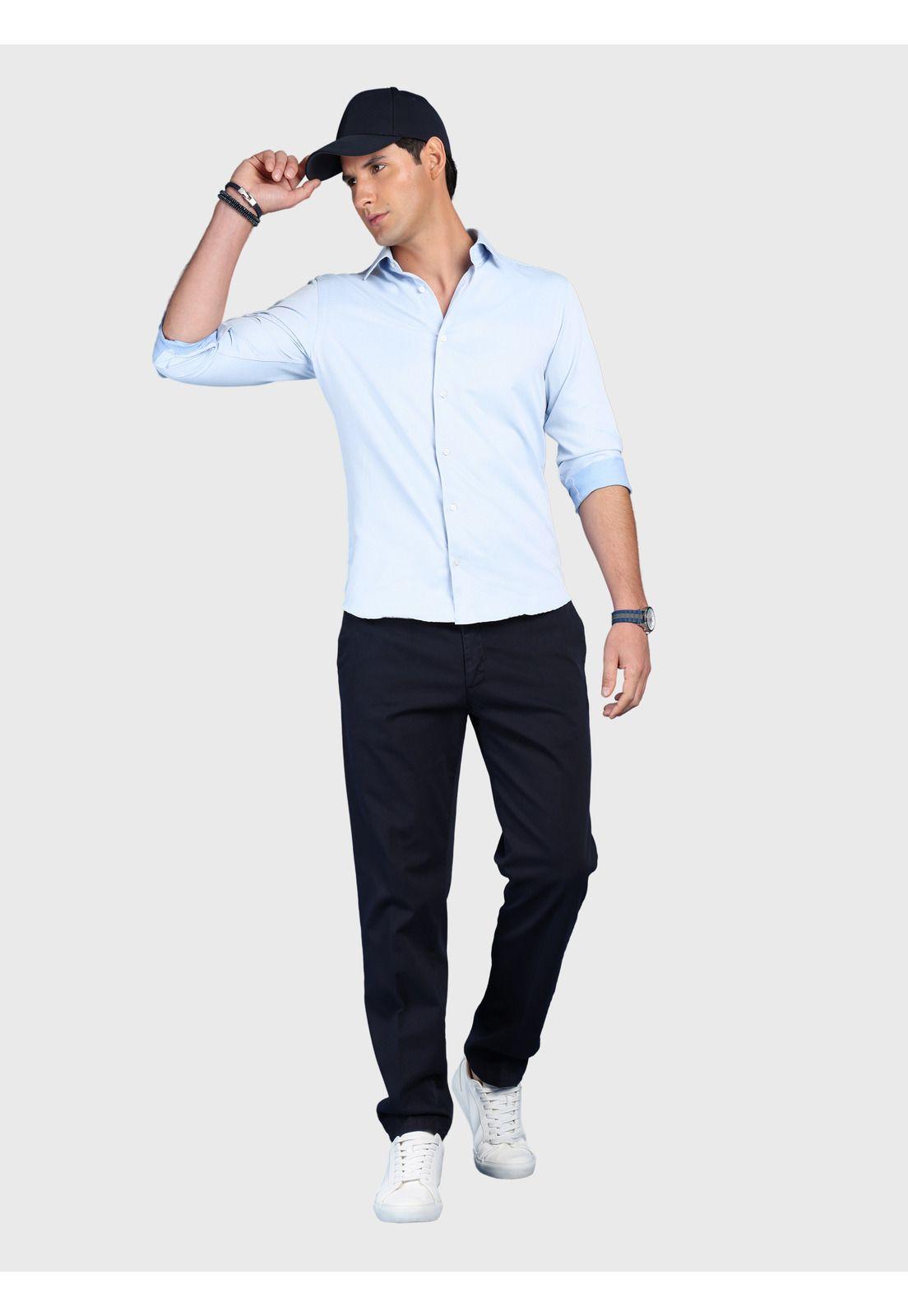 Camisa Texturada Slim Fit Celeste Arrow CMI3330CE-3